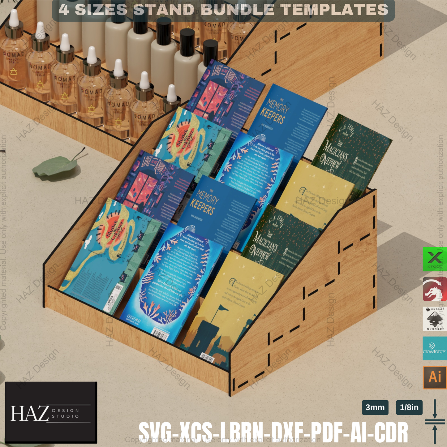 Laser Cut Display Stand - Tiered Shelf - Market Retail SVG,Tiered Display SVG - Laser Cut Shelves - 4 Sizes Bundle 419