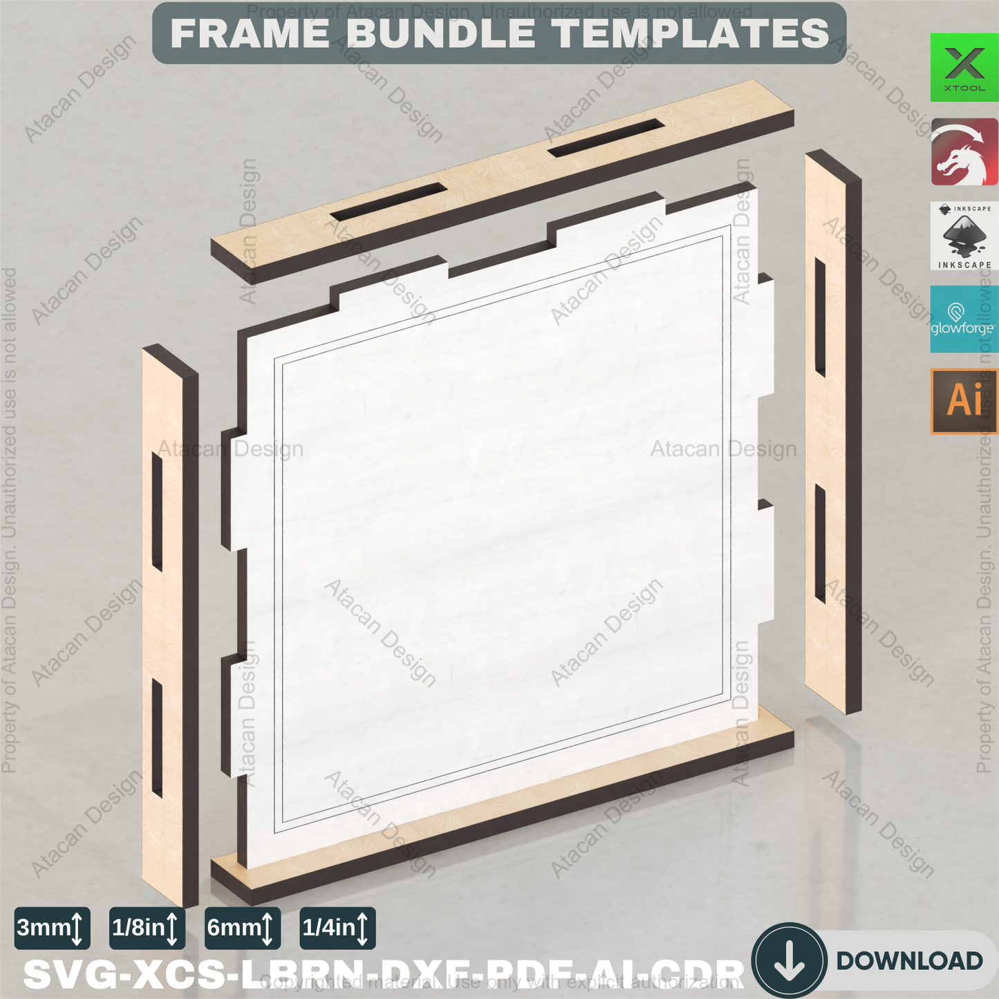 DIY Picture Frame Laser Cut Template | Multi-Size Bundle | Wall Decor Project Plans 883