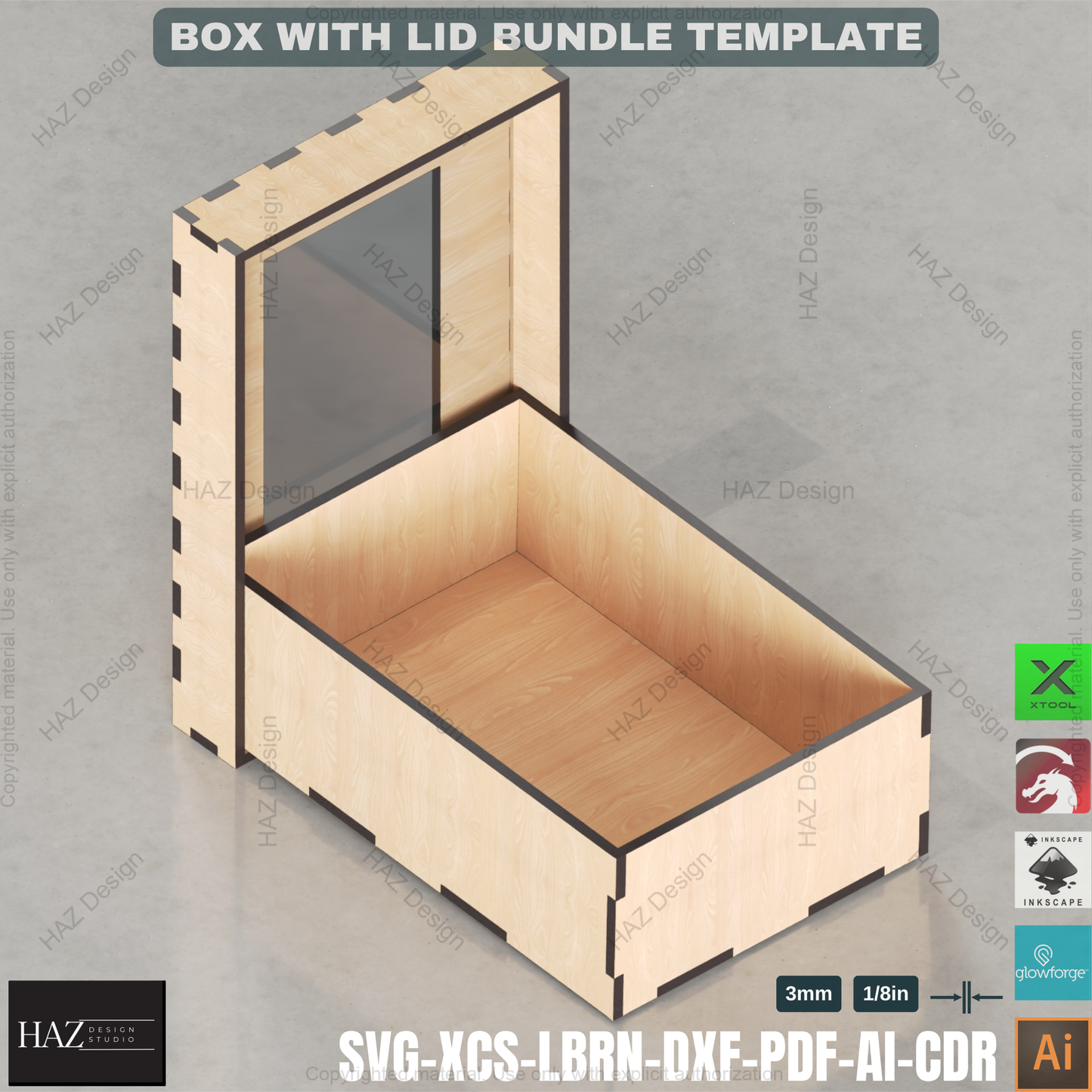 Laser Cut Box Template Bundle - 12 Sizes with Window & Solid Lids - Digital Files 435