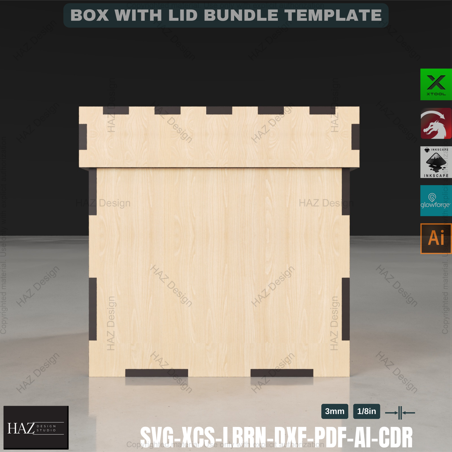 Laser Cut Box Template Bundle - 12 Sizes with Window & Solid Lids - Digital Files 435