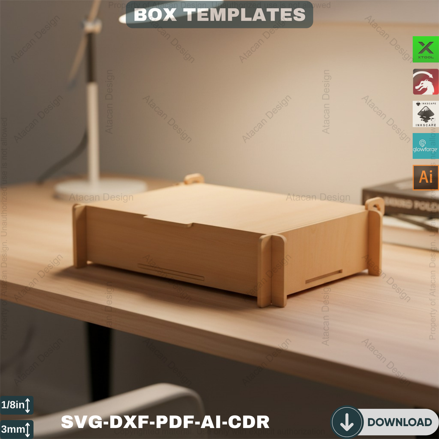 Box with divider / Box with flip lid / Jewelry Compartment / digital download ADS172