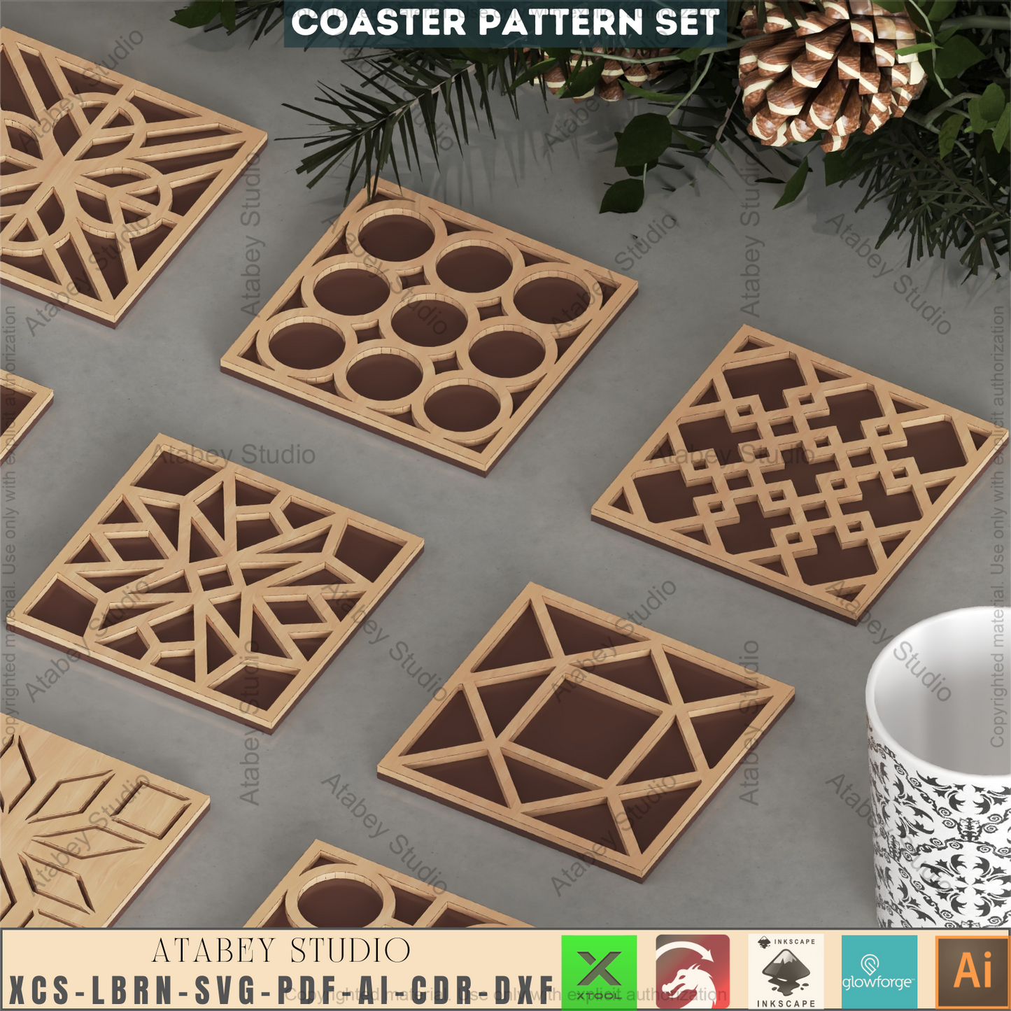 Barn Quilt Block SVG Bundle, Layered Wood Art Files for Glowforge & Xtool, Modern Farmhouse Decor, DIY Geometric Wall Art Patterns 946