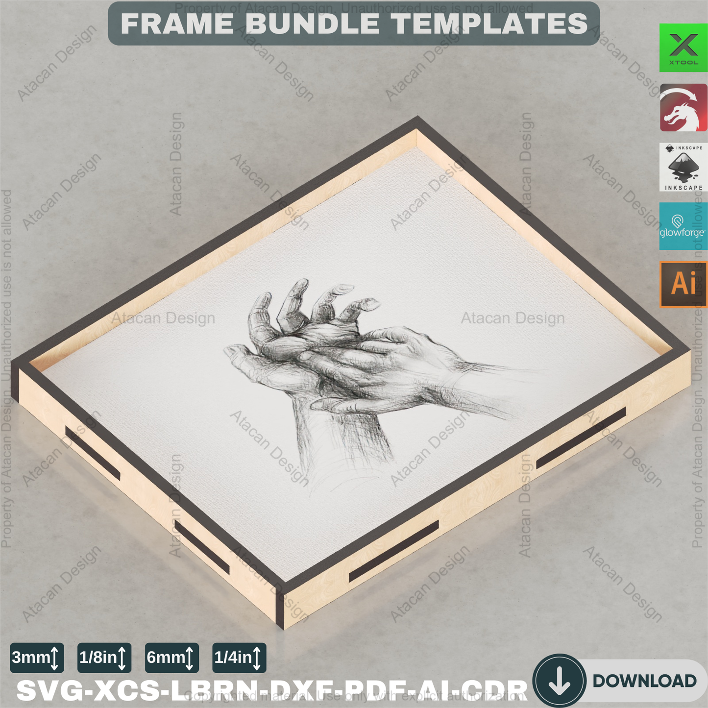 DIY Picture Frame Laser Cut Template | Multi-Size Bundle | Wall Decor Project Plans 883