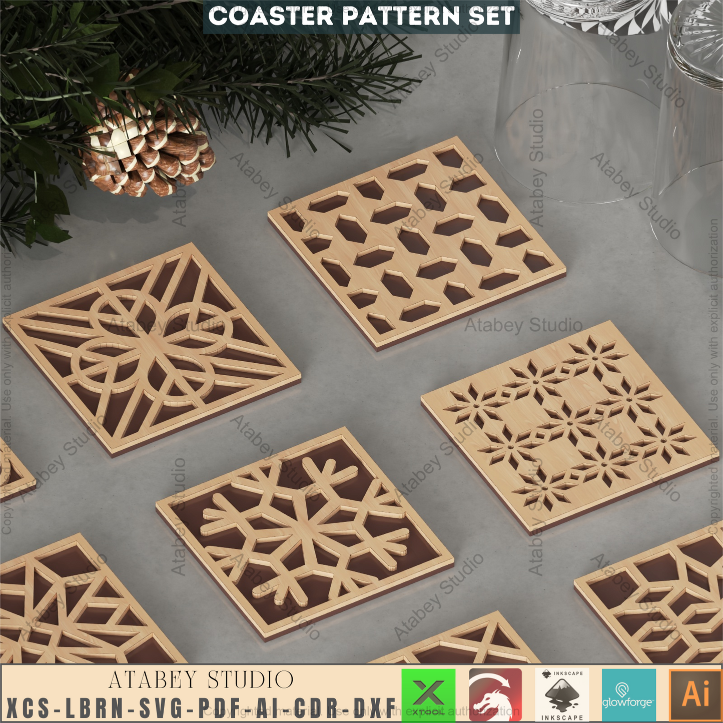 Barn Quilt Block SVG Bundle, Layered Wood Art Files for Glowforge & Xtool, Modern Farmhouse Decor, DIY Geometric Wall Art Patterns 946