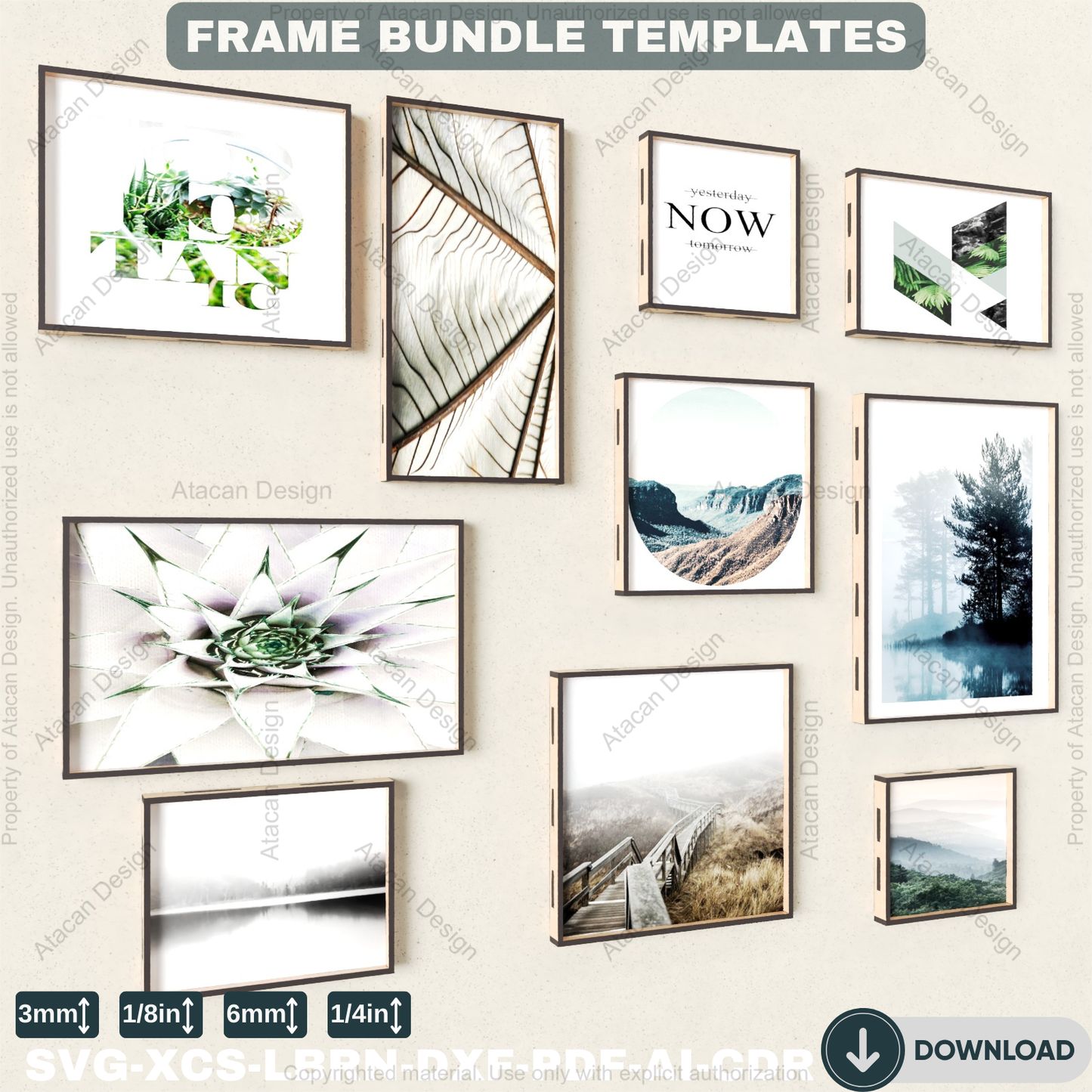 DIY Picture Frame Laser Cut Template | Multi-Size Bundle | Wall Decor Project Plans 883