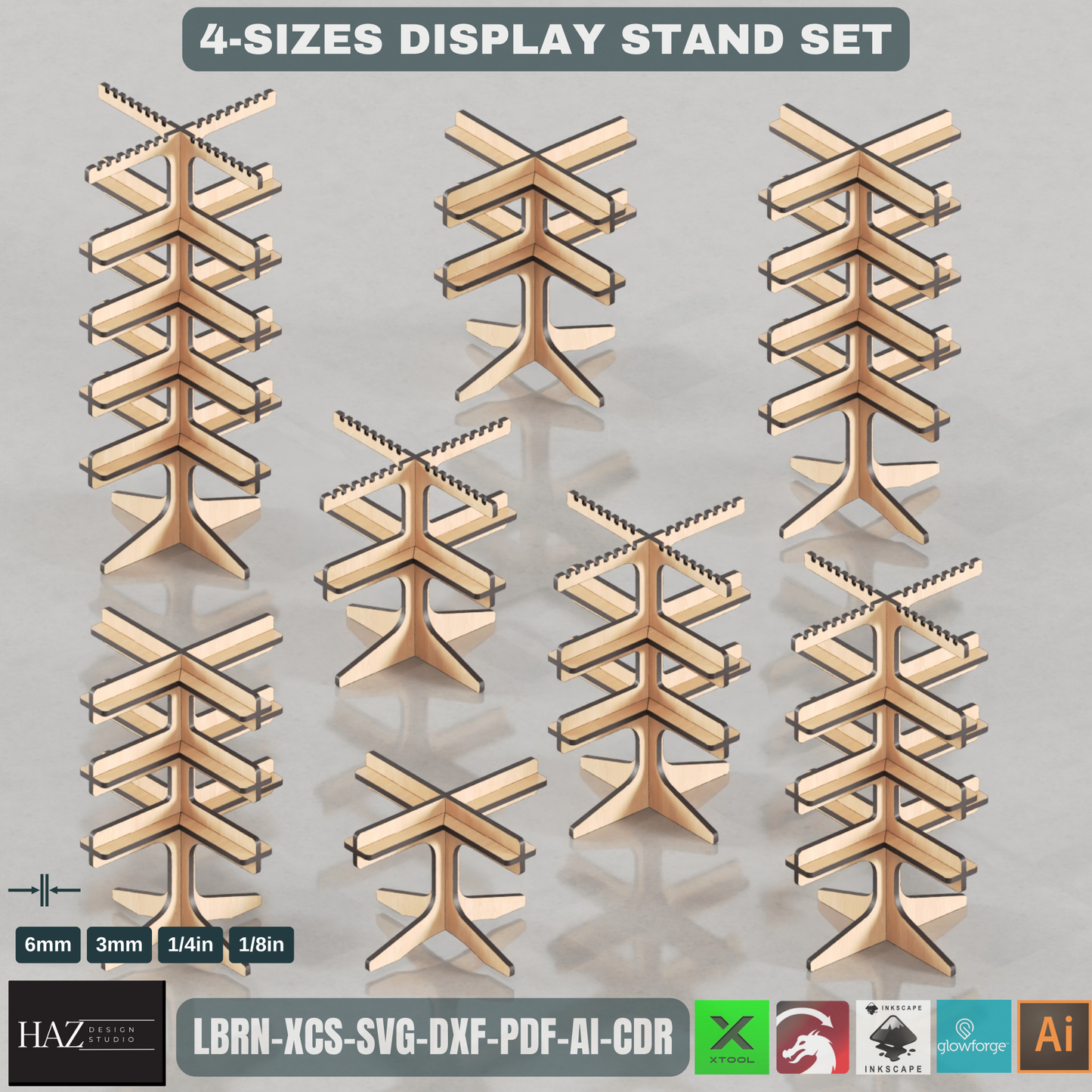 Modern Retail Jewelry Display Laser Plan - Multi-Size Tree for Bracelets & Necklaces 433