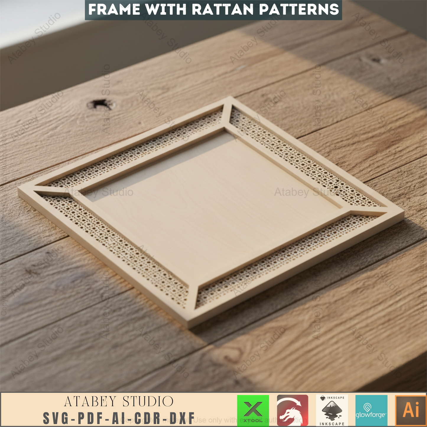 Layered Wall Hanger Frames with Rattan Pattern - DIY Frame cutting Projects - Cane Webbing Patterns 746