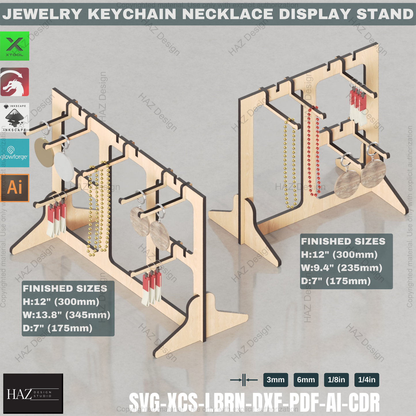 Modular Jewelry & Keychain Display Stand | Laser Cut Design for Craft Fairs & Vendor Booths 436