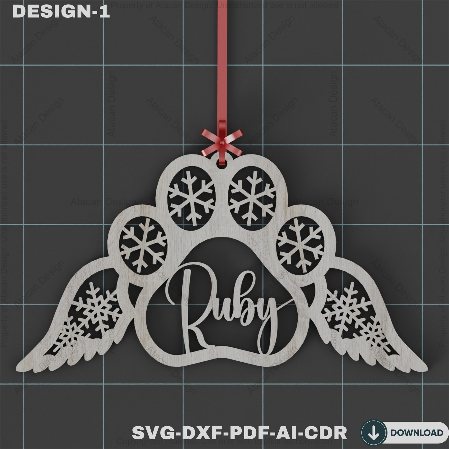 Angel Paw Memorial Ornament - Personalized Pet Christmas Ornament for Dogs or Cats,In Loving Memory Paw Ornament 810