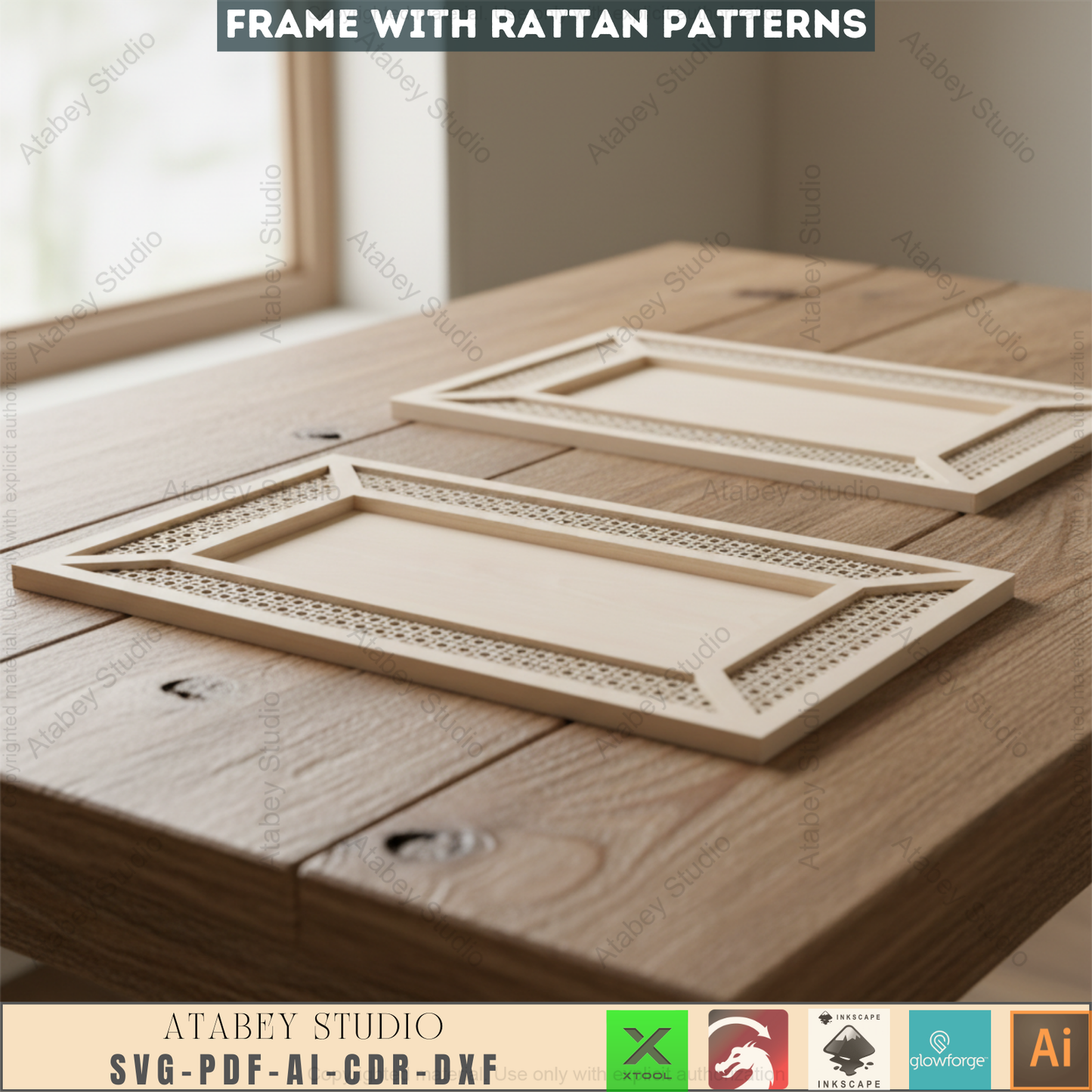 Layered Wall Hanger Frames with Rattan Pattern - DIY Frame cutting Projects - Cane Webbing Patterns 746