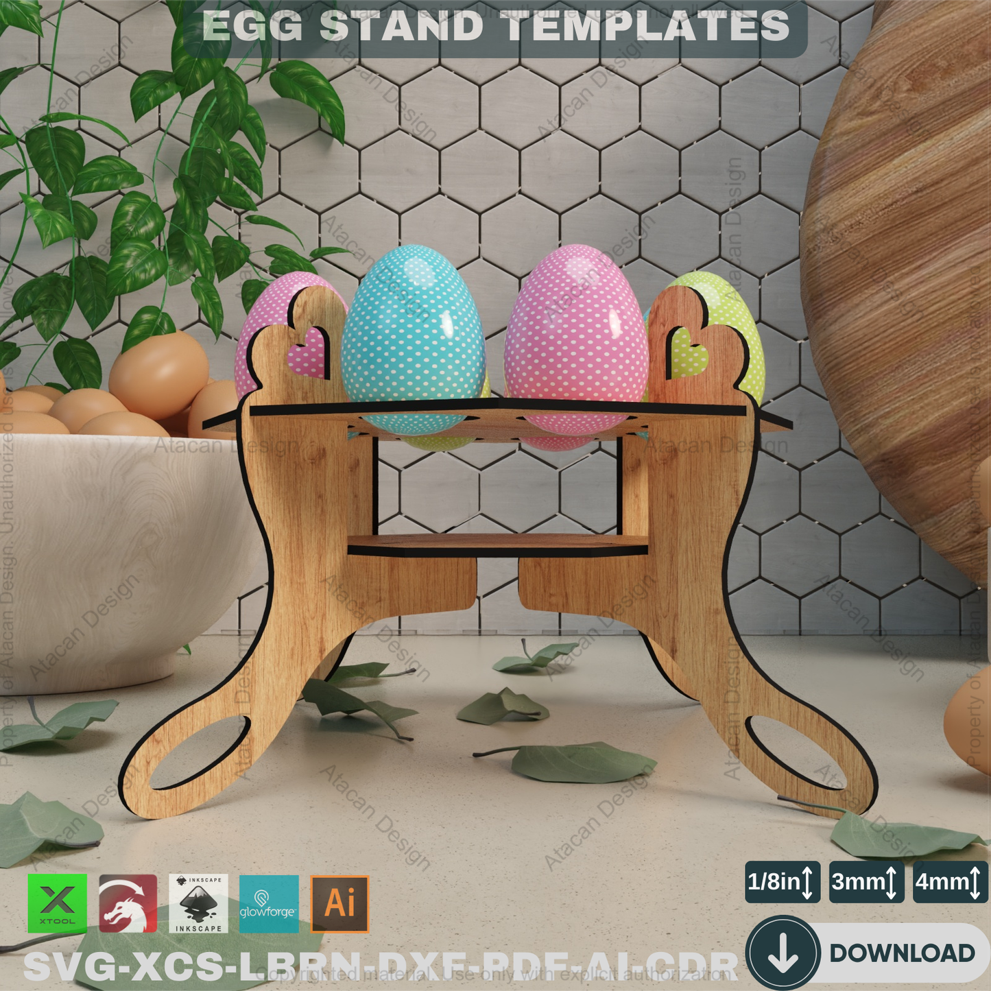 Laser Cut Easter Egg Stand - Wooden Easter Basket Template,Decorative Egg Holder - Laser Cut Easter Template, Easy DIY Project 862