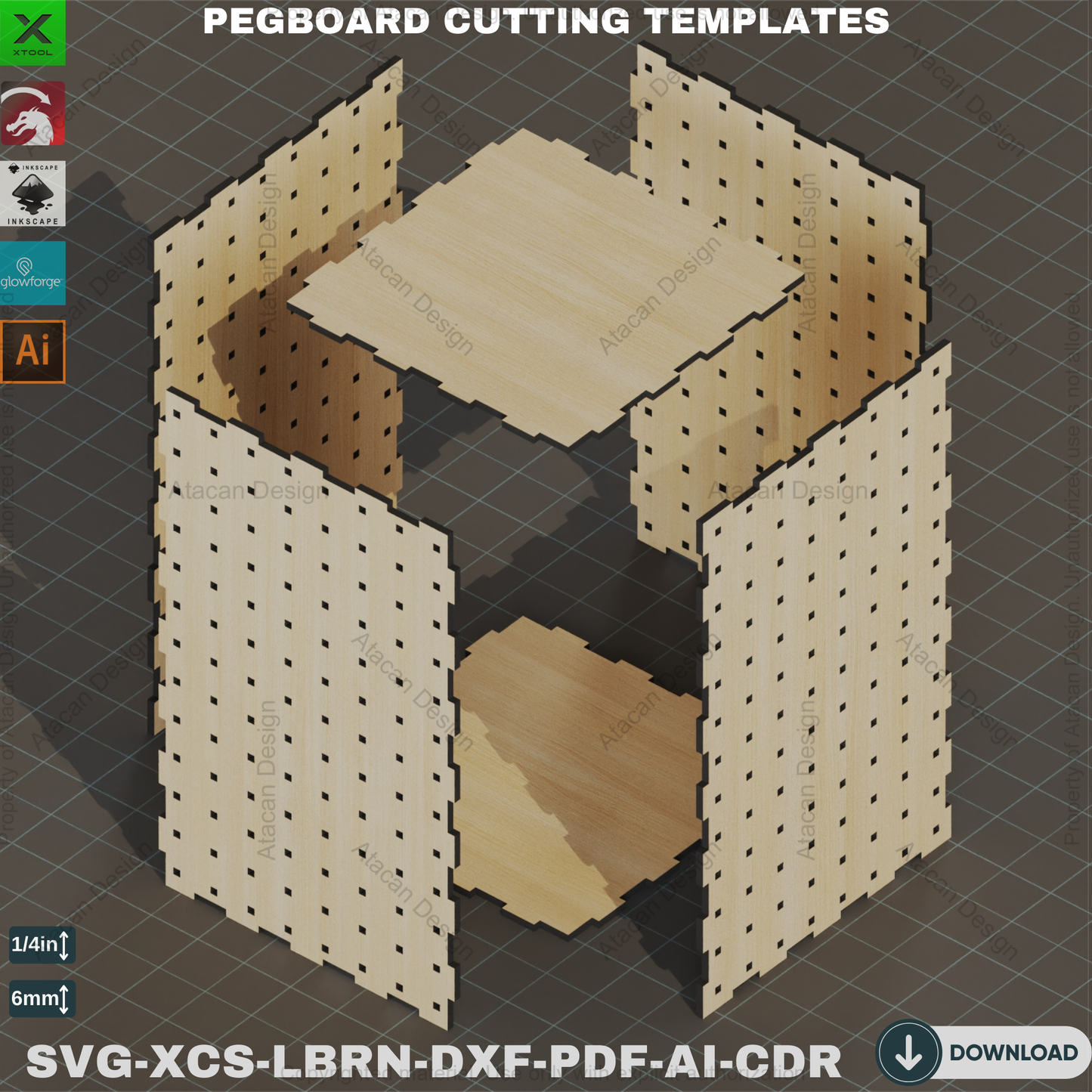 Laser Cut Pegboard System - Wood Files Accessories,Modular Pegboard - Wood Shelf Hook Templates,Laser Cut Organizer Plans 836