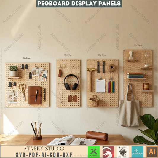 Pegboard Display Panel Templates, 20 Sizes Wall Organizer, Hole Board Pattern for Makers 993