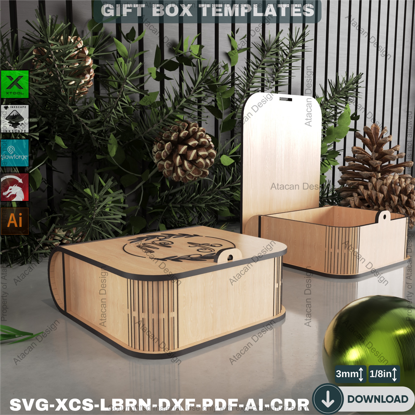 Laser Cut Trinket Box SVG, Charming Curved Lid Keepsake File for Glowforge, Engravable Wooden Ring Box Plan for xTool and Lightburn