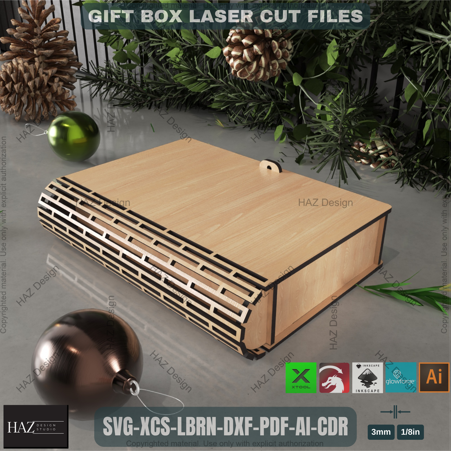 Elegant Laser Cut Memory Box SVG, Wooden Gift Box Plan for Glowforge, Decorative Keepsake Box File with Slatted Lid for xTool