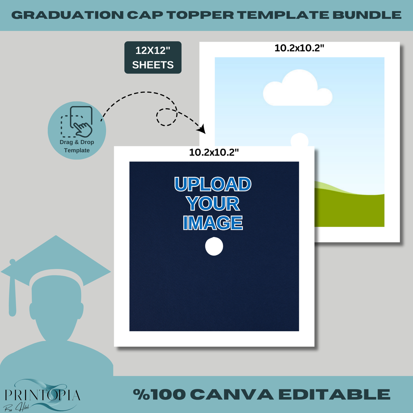 Editable Graduation Cap Topper Templates – Customizable Canva Bundle for Unique Grad Designs 127