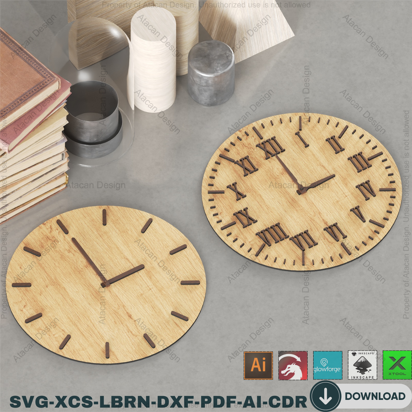 Ultimate Clock Vector Pack, Laser Cutting Designs, DIY Wall Art Files, CNC Pattern for Glowforge & Xtool 899