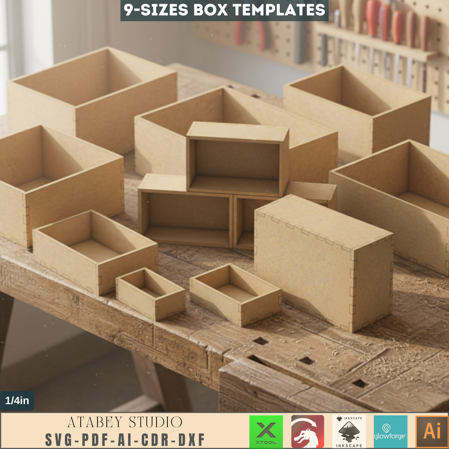 DIY Laser Cut Box Templates - Woodworking Boxes - Perfect for 1/4 Inch Wood Projects 781