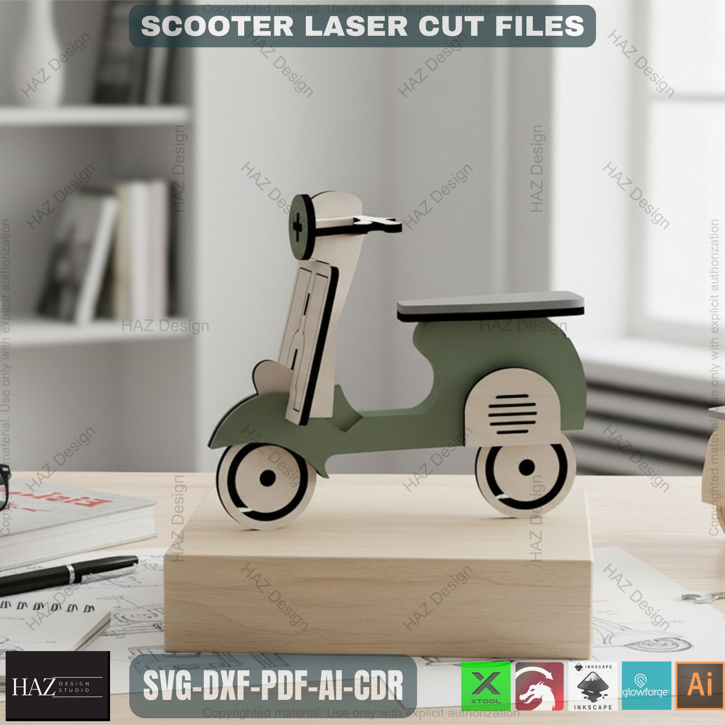 007 italian Scooter Vespa Cutting File / Lambretta Vector Laser cut Files / Dxf Svg Ai Cdr 007