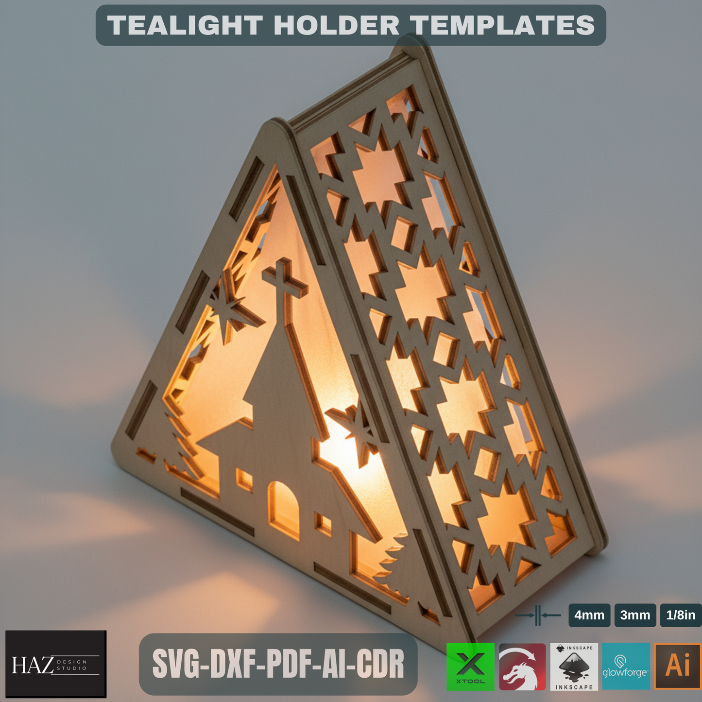 Spiritual Candle Holders / Laser-Cut Nativity Lanterns / Night Lamp for Sacred Decor 482