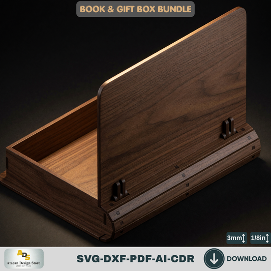 Book Box SVG Bundle | Wooden Secret Storage Box Laser Cut Files