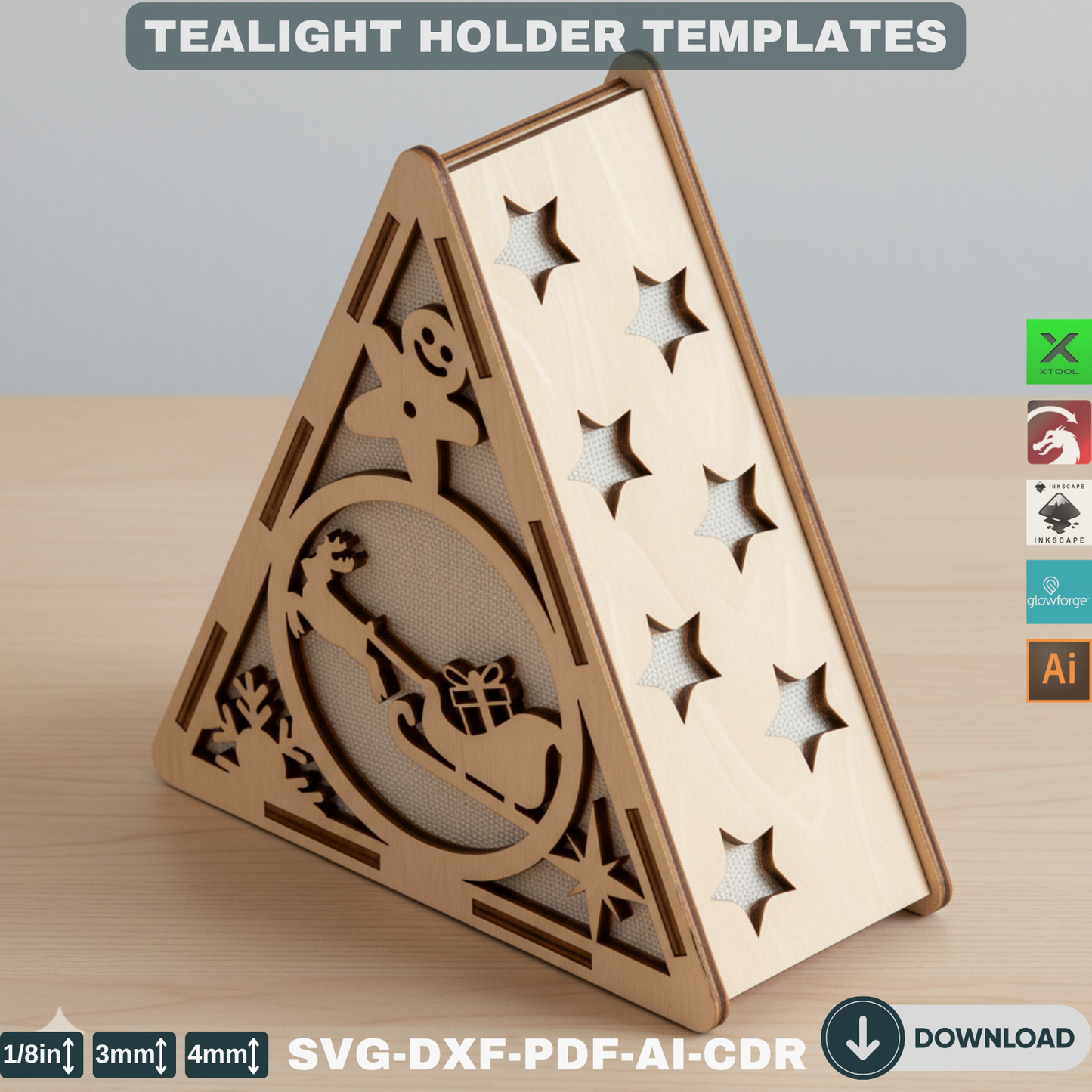 Festive Snowman Gingerbread Candle Holder – Laser Cut Christmas Triangle Decor for Glowforge and XTool 780