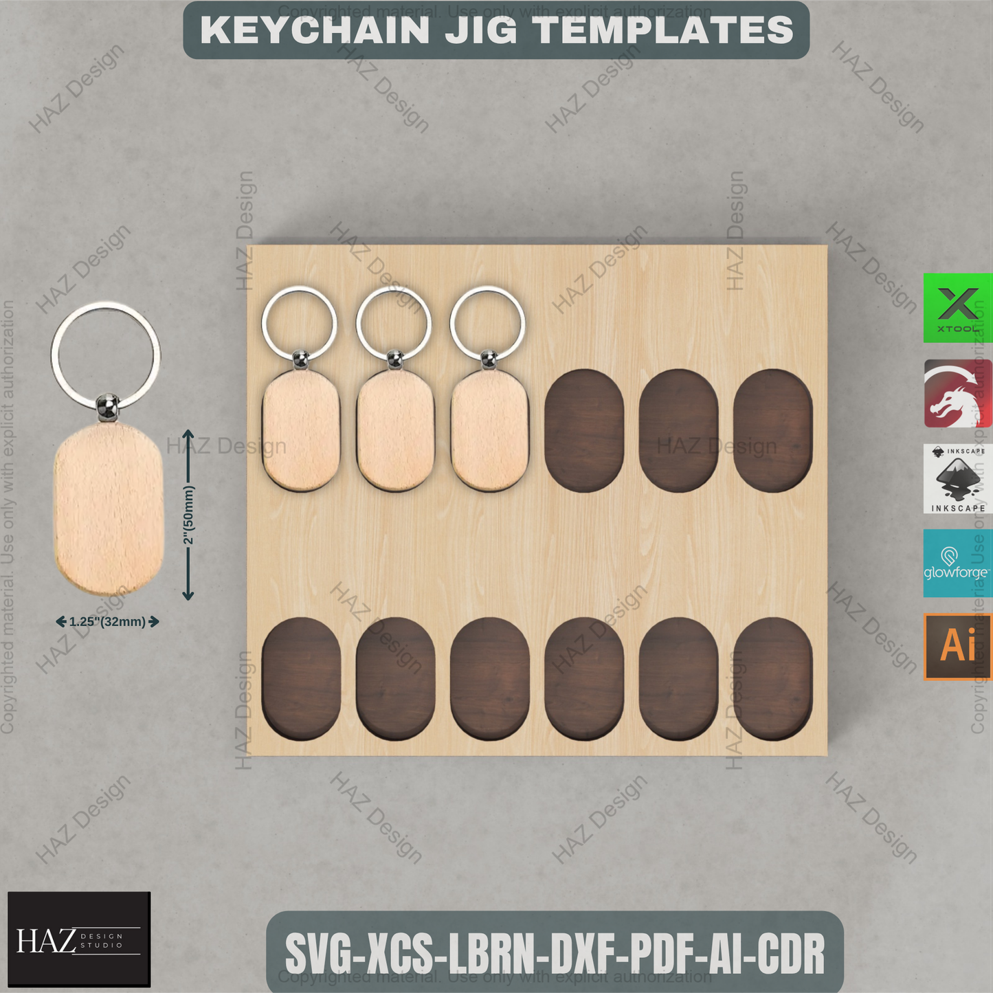 Laser Engraving Keychain Jig Template Bundle | Wooden Alignment Guides for Consistent Results haz457