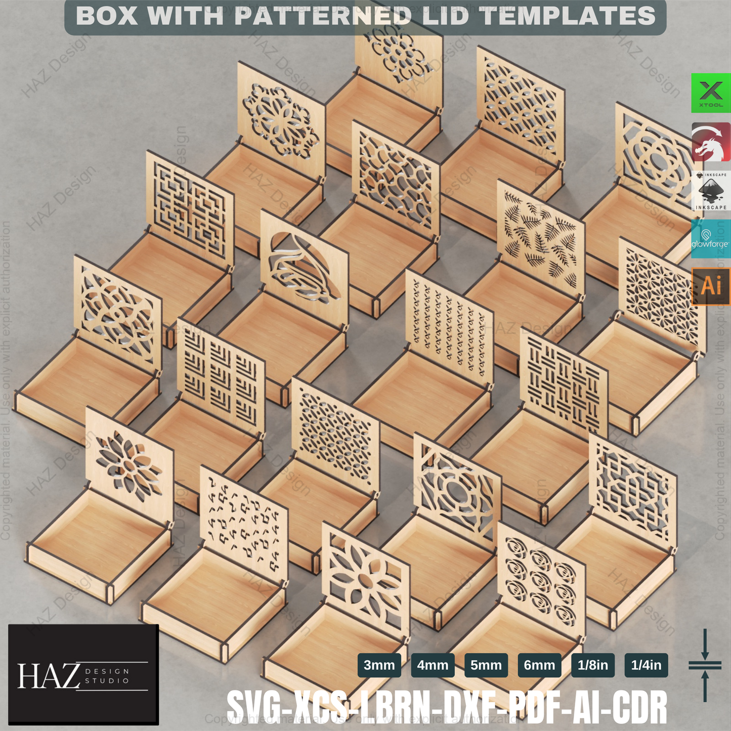 Laser Cut Gift Box: 20 Unique Lid Patterns, Jewelry Box 412