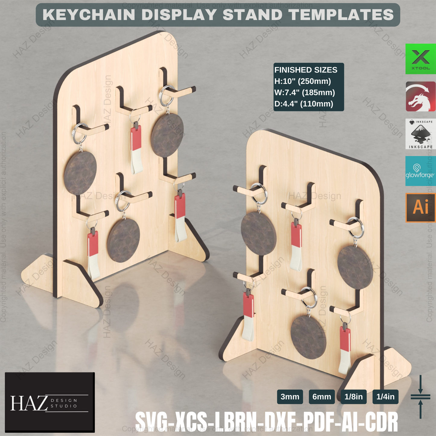 Keychain Display Stand Template - Laser Cut Files - Craft Show Ready 413