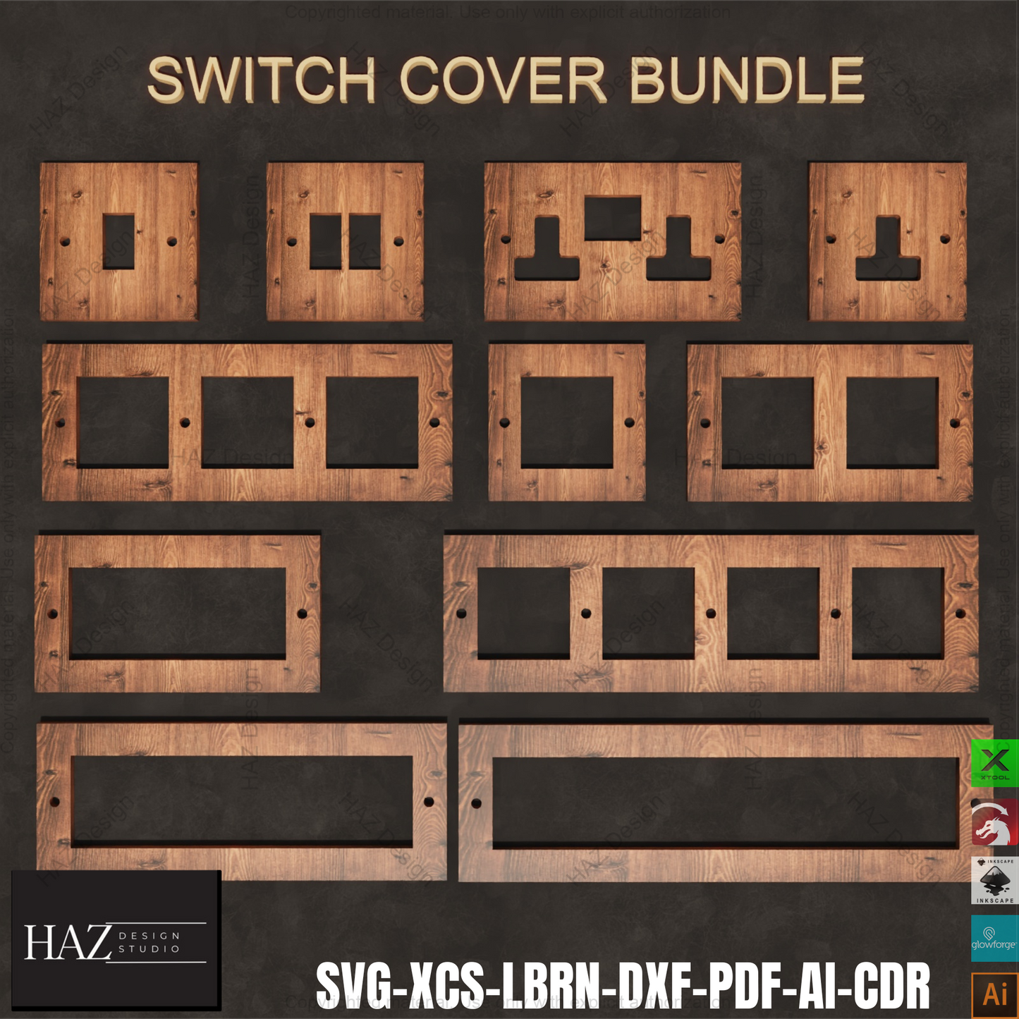 Laser Cut Switch Cover Bundle | SVG File | Outlet Plates | Wall Plate Set | xTool Compatible | Home Decor400