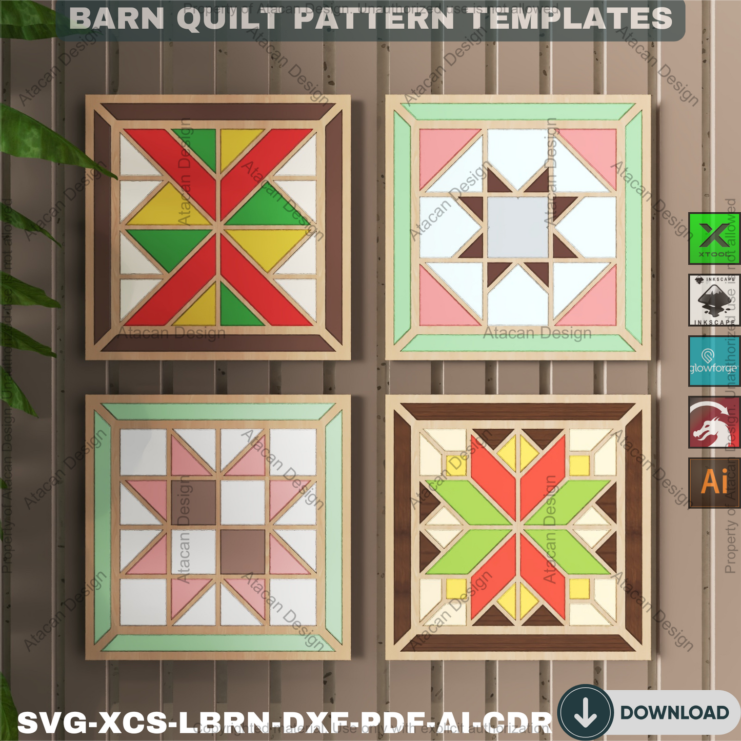 Festive Christmas Quilt Blocks SVG Bundle • Rustic Farmhouse Laser Cut Decor • Holiday Wall Art Coaster Templates • DIY Noel Craft Project 893