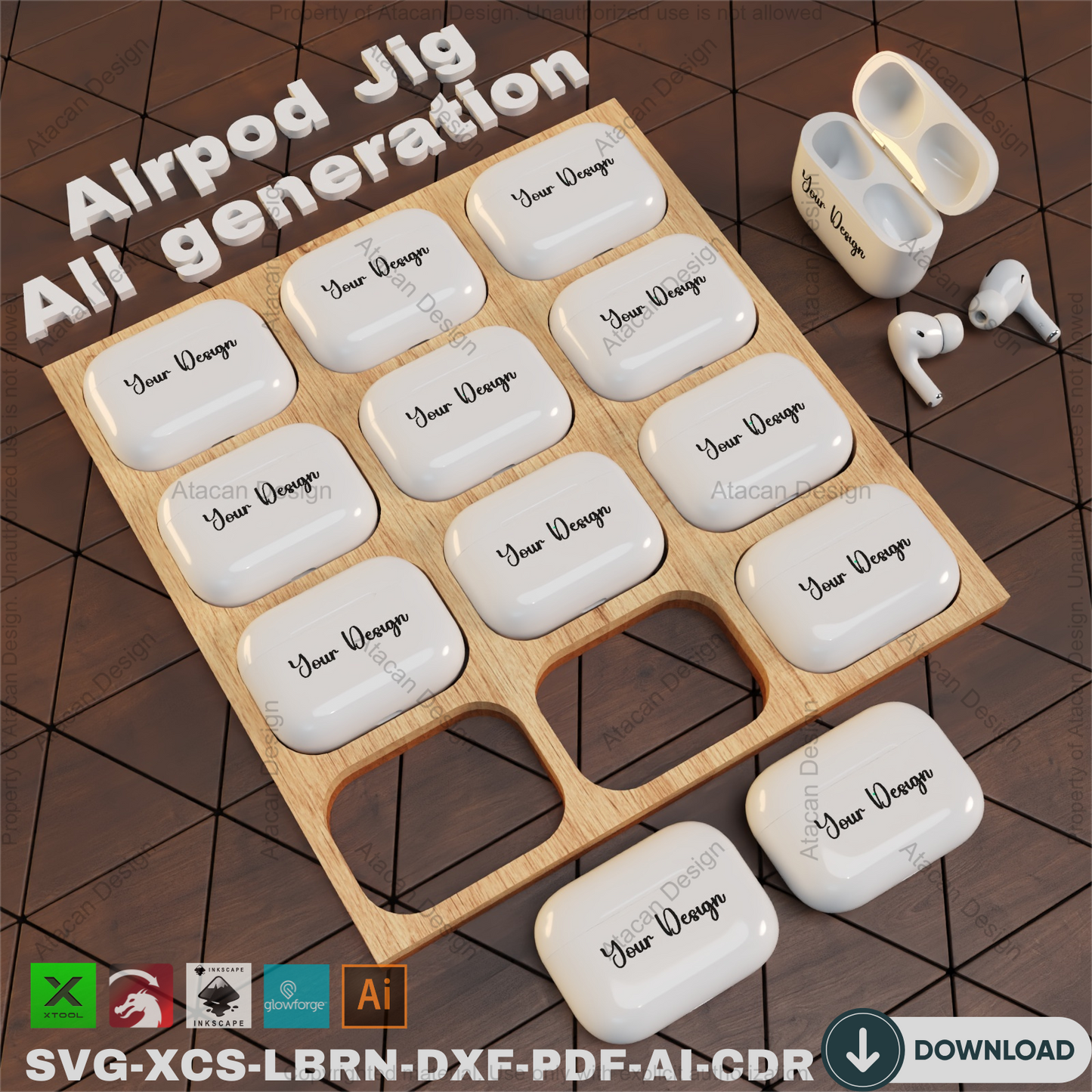 Airpod Jig - Laser Engraving Template, All Generations SVG Vector,Laser Cut Airpod Jig - Engraving Template, All Airpod Models 866