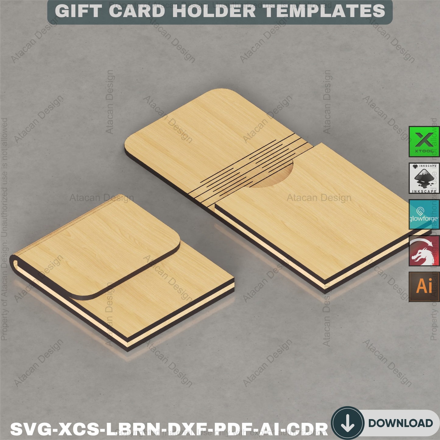 Wooden Gift Card Envelope Templates for Laser Cut DIY Projects Personalized Holidays and Special Occasions