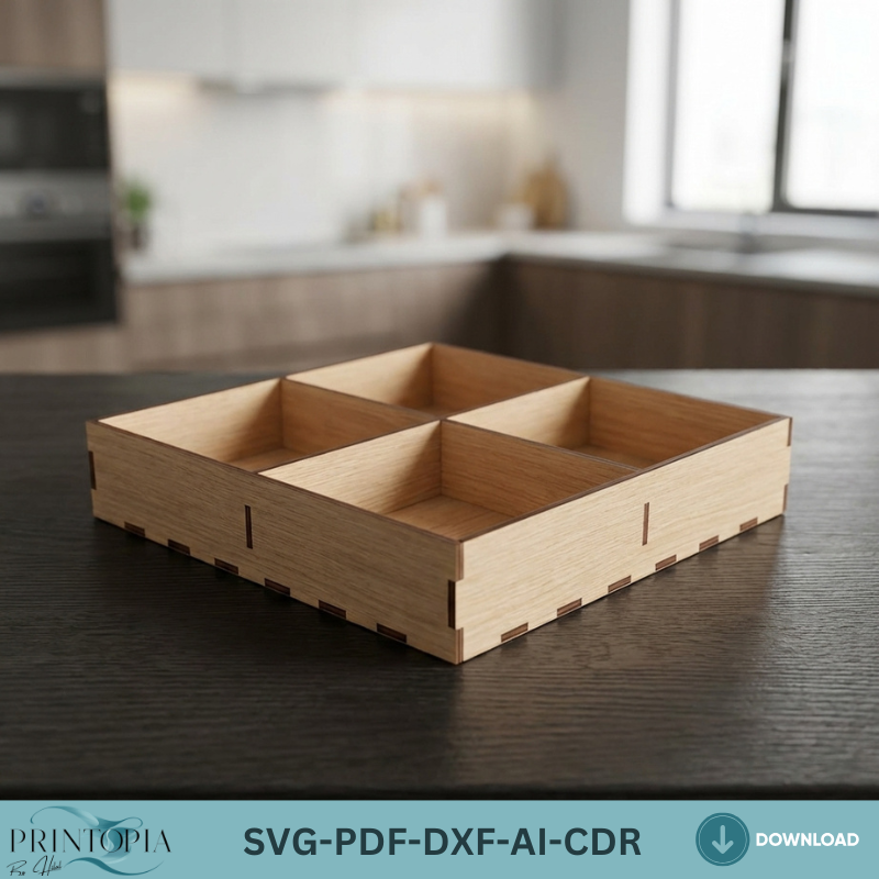 Geometric Wood Drink Coasters Set with Storage Box Laser Cut Patterns Home Decor Gift Ideas