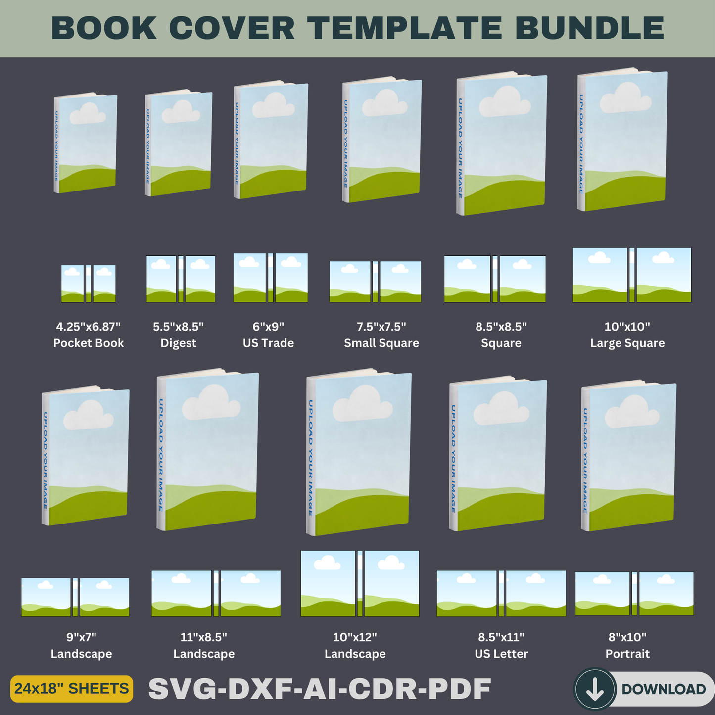 3D Book Cover Template SVG, Canva Editable Mockup for Authors, KDP Marketing Kit, Paper Craft Book Display, Instant Download 900