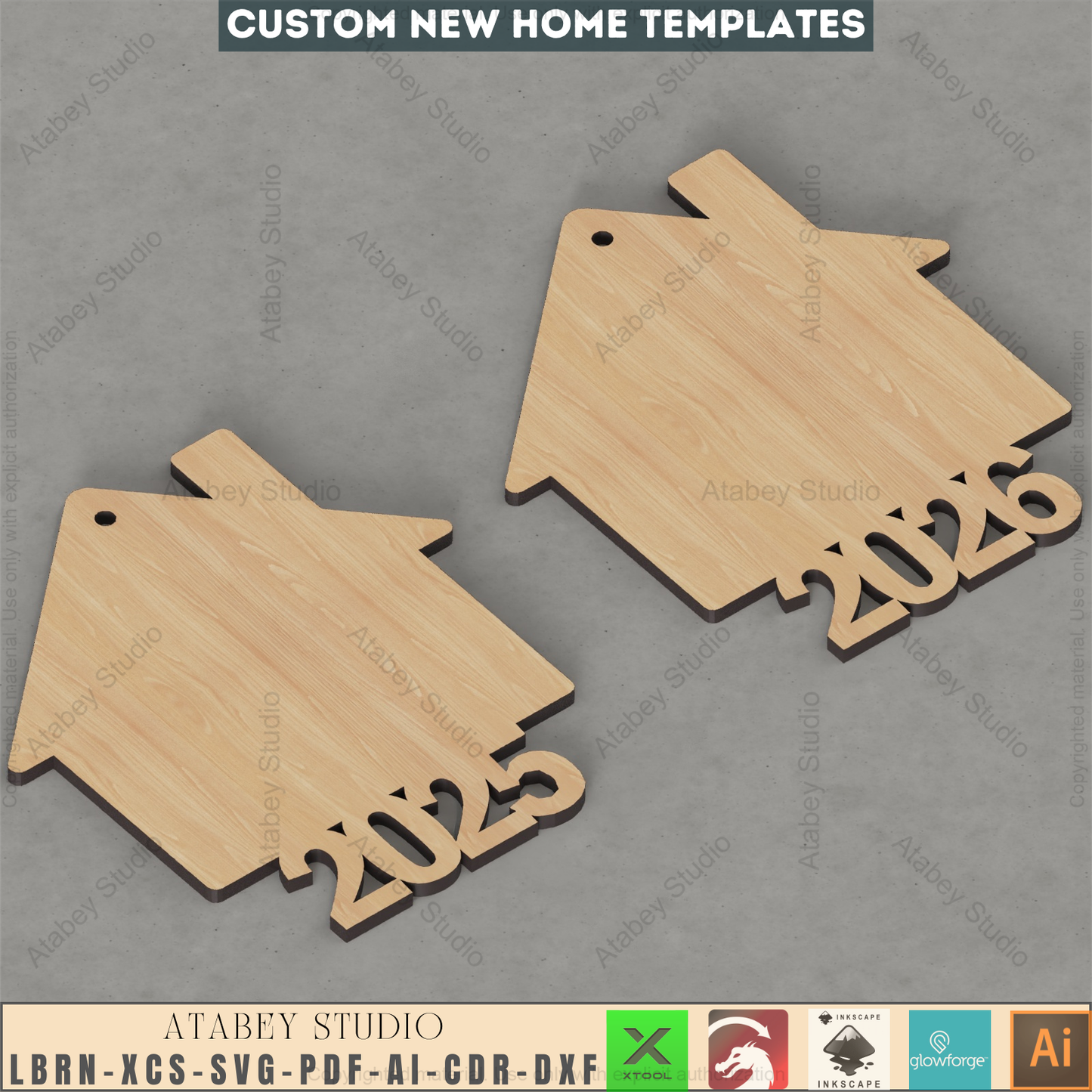 Personalized First Home Ornament SVG, Housewarming Keepsake Laser File, Realtor Gift for Clients, New House Template 2025-2029