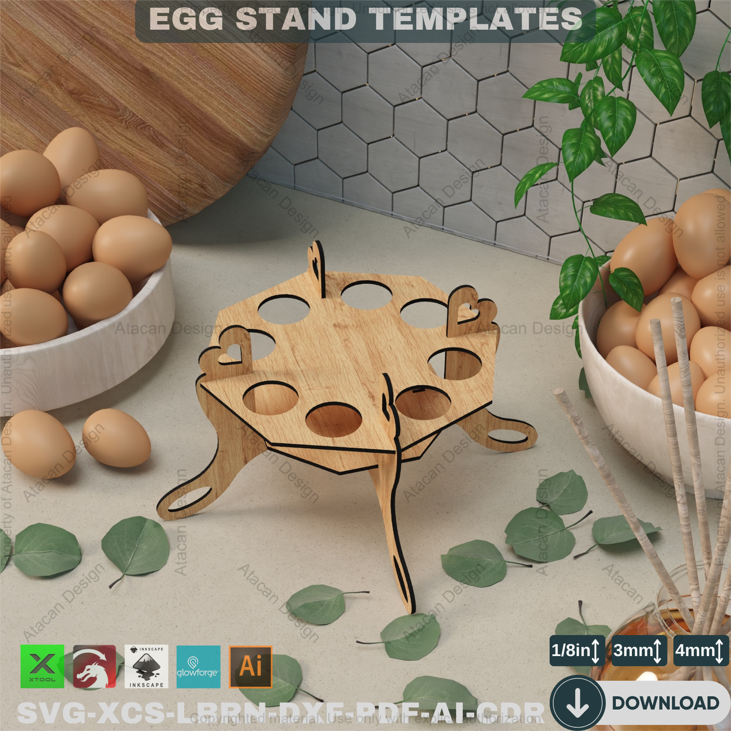 Laser Cut Easter Egg Stand - Wooden Easter Basket Template,Decorative Egg Holder - Laser Cut Easter Template, Easy DIY Project 862