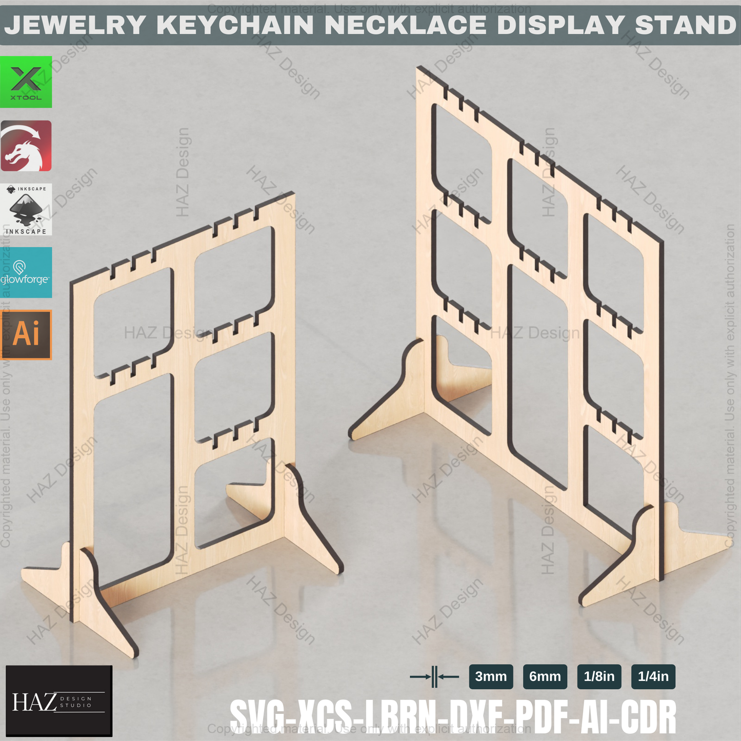 Modular Jewelry & Keychain Display Stand | Laser Cut Design for Craft Fairs & Vendor Booths 436