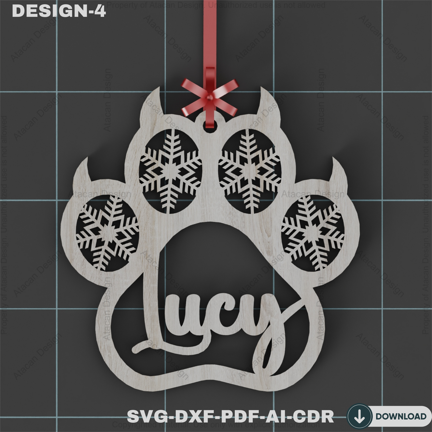 Angel Paw Memorial Ornament - Personalized Pet Christmas Ornament for Dogs or Cats,In Loving Memory Paw Ornament 810