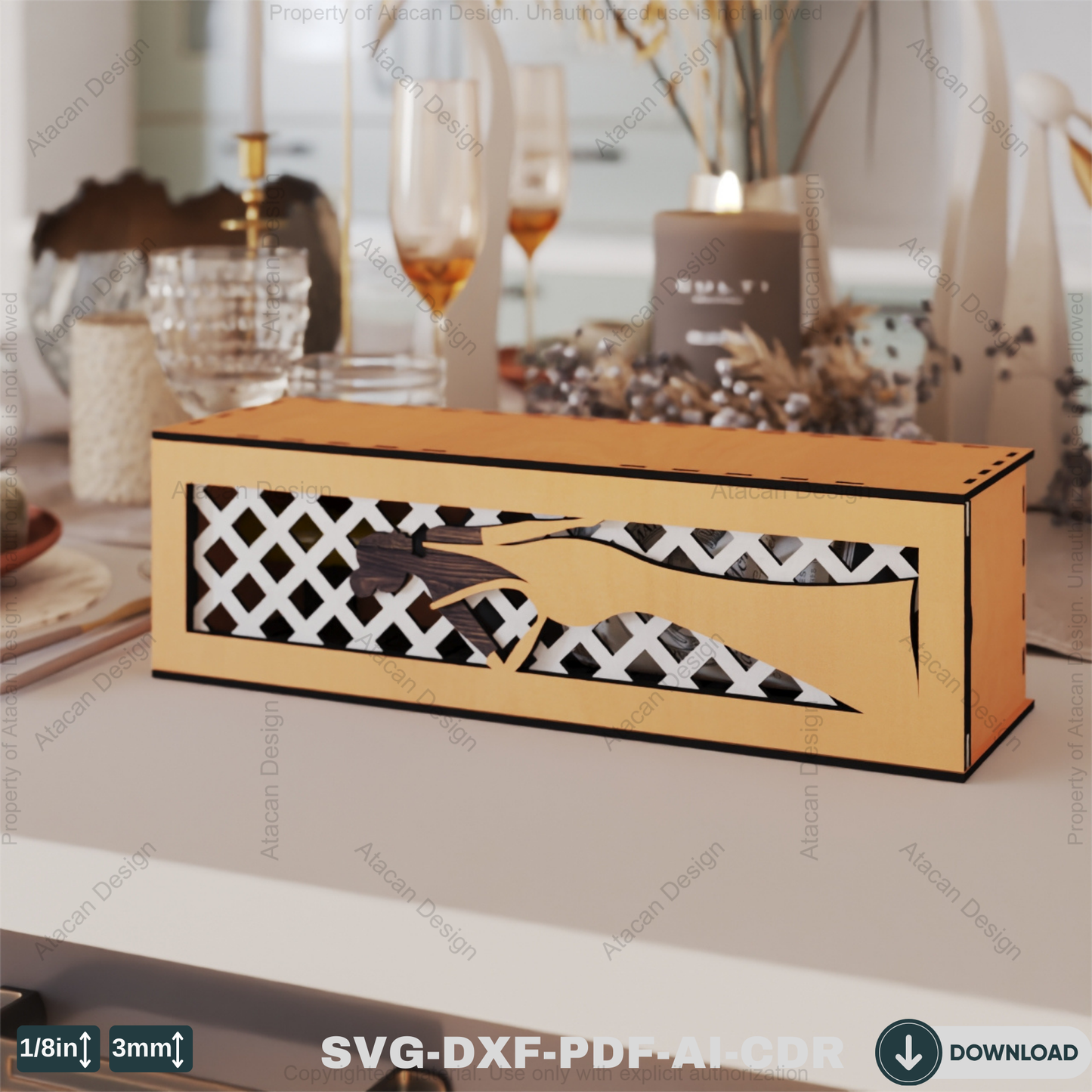 Elegant 3D Layered Wooden Wine Box Stylish Women Theme Perfect for Laser Cutting-Decorative Wine Holder with Sophisticated Woman Theme 799