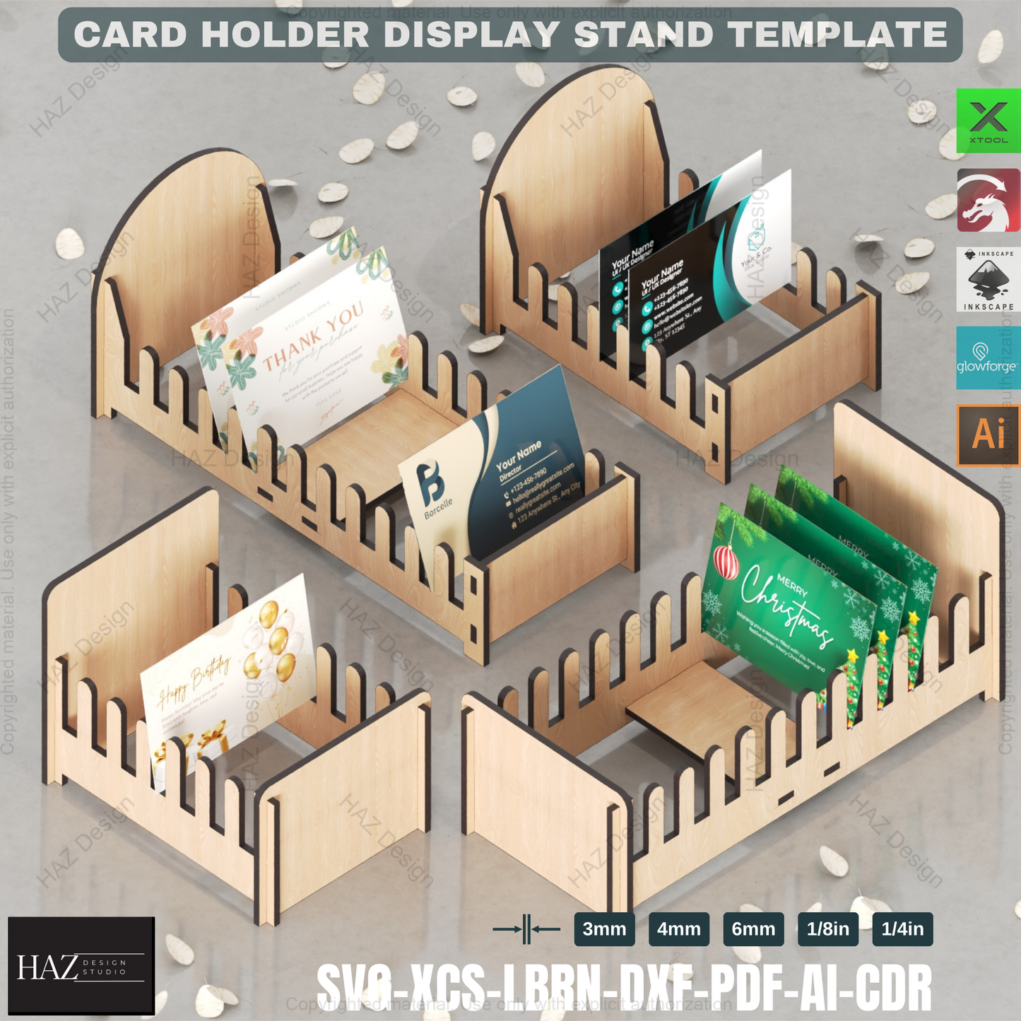 Laser Cut Card Display: 4 Sizes for Retail & Crafts,Retail Display Stand: Laser Cut Card Holder Template 429
