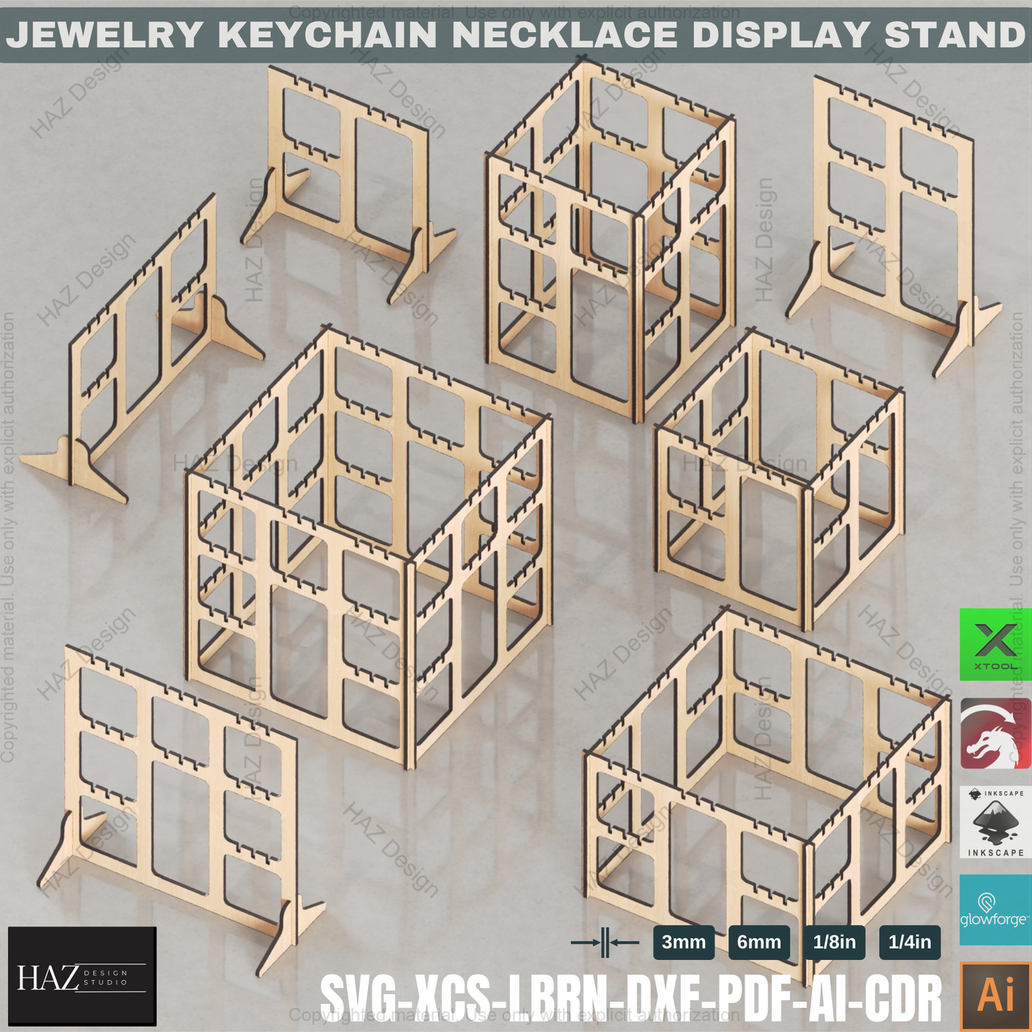 Modular Jewelry & Keychain Display Stand | Laser Cut Design for Craft Fairs & Vendor Booths 436