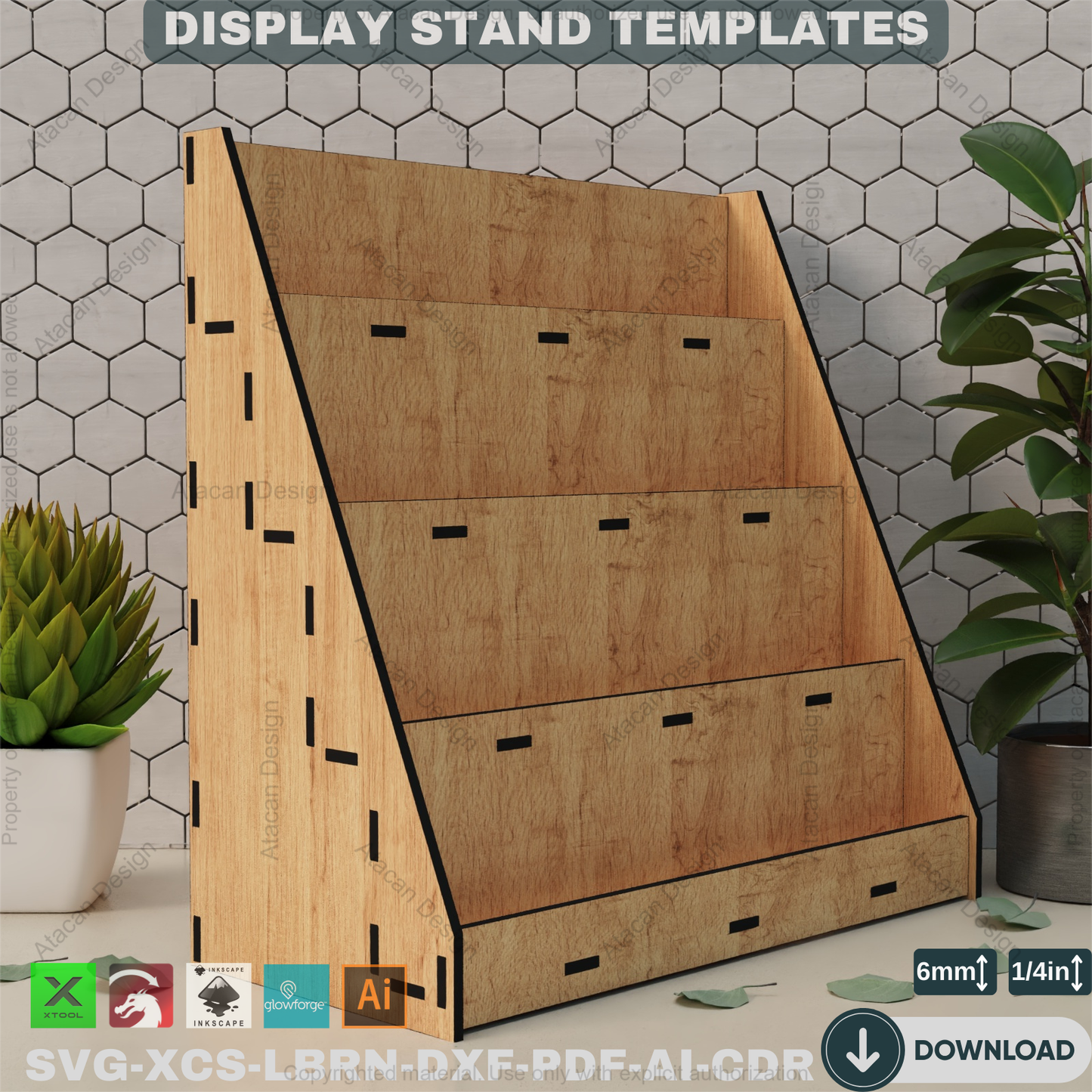 Laser Cut Retail Display Stand - 4 Tier Market Shelves, Digital Files,Retail Display Stand - Laser Cut Plans, Trading Market Shelves 863