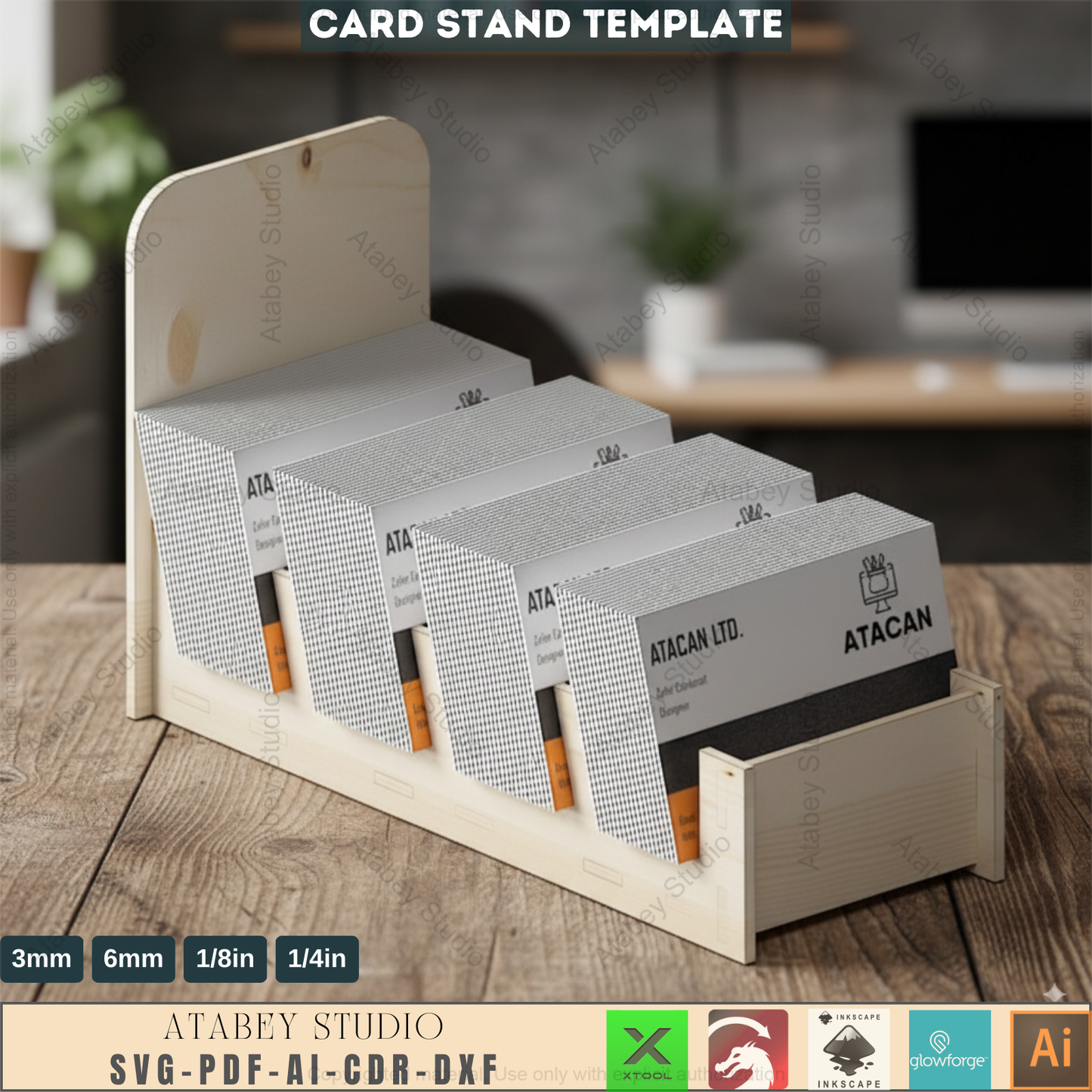Business Card Holder / Business Display Stand / laser cut SVG, DXF, Ai 470