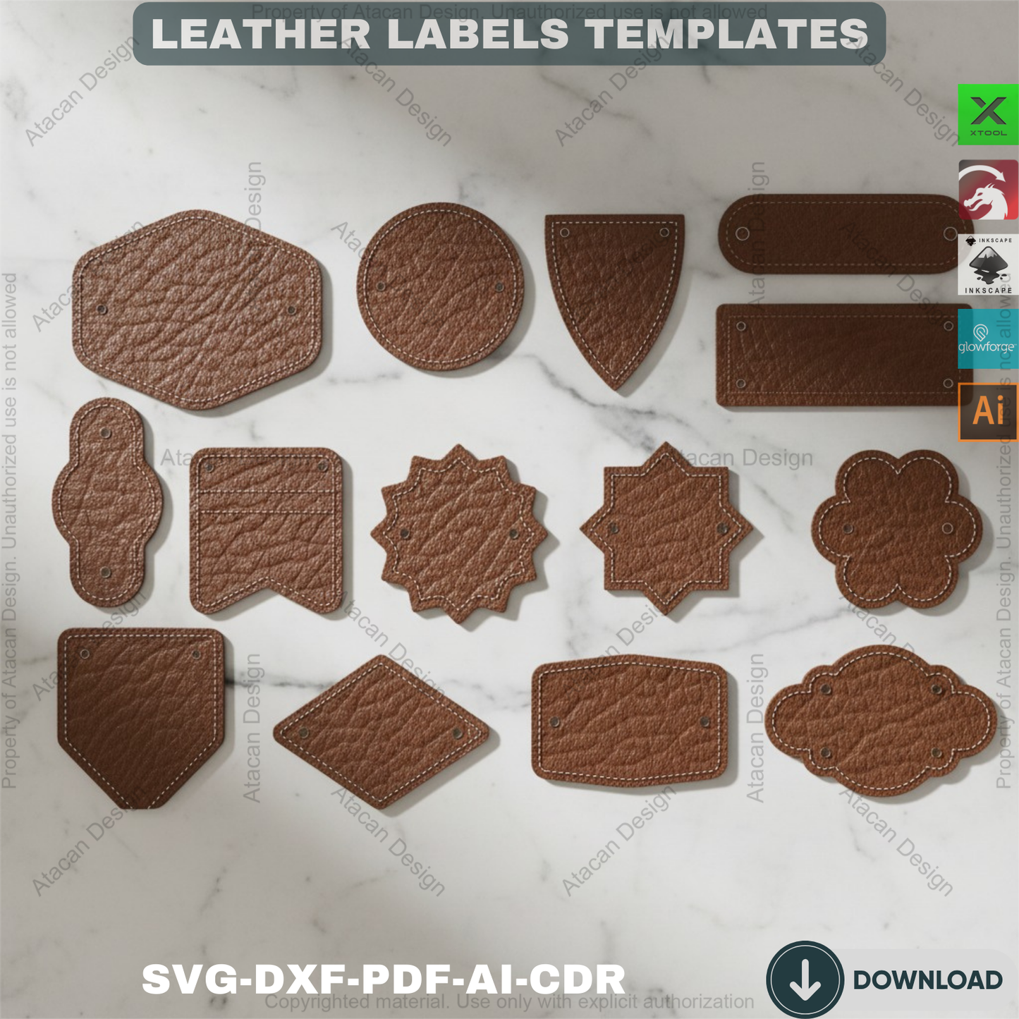 Custom Leather Label Templates for Laser Cutting – Perfect for DIY Projects 558