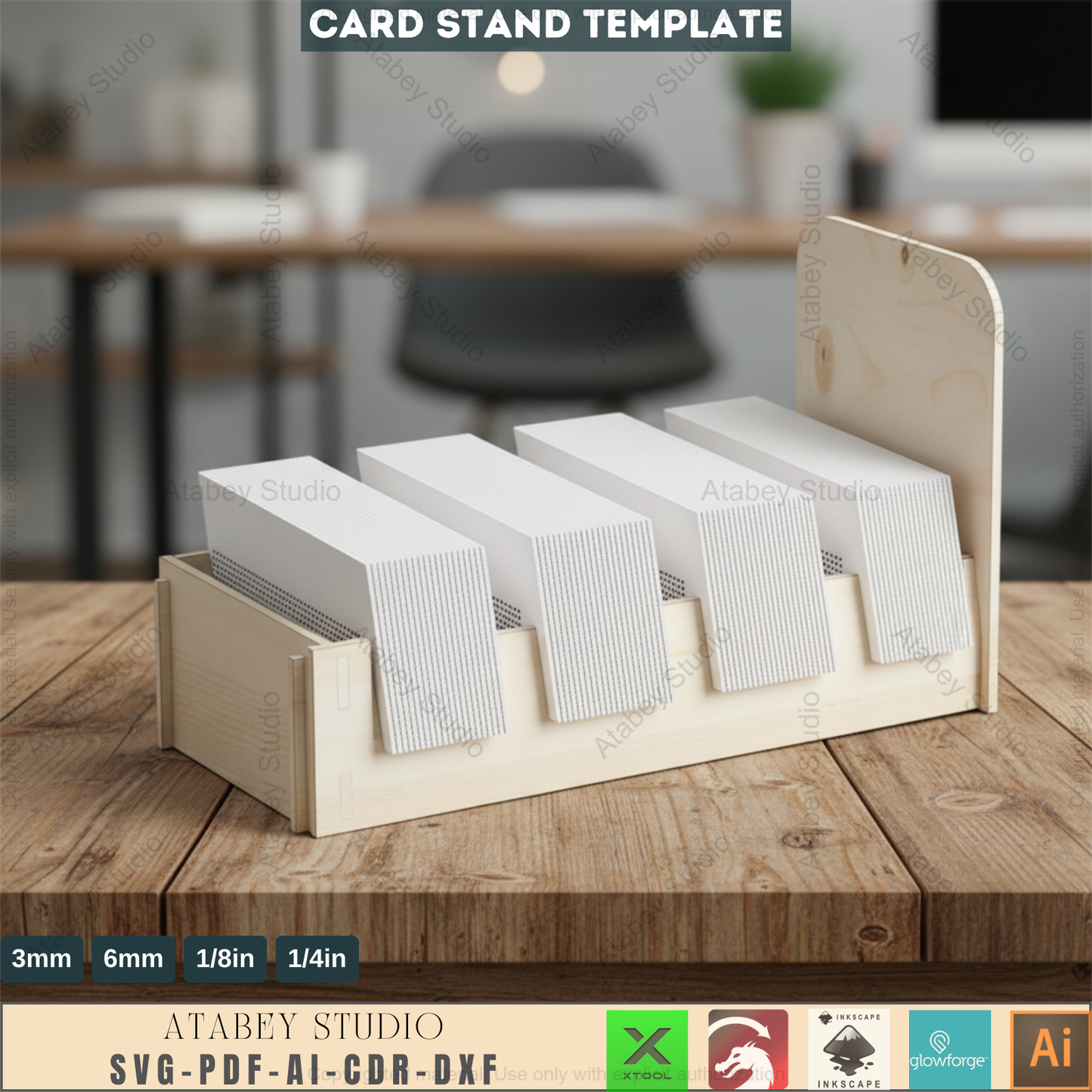 Business Card Holder / Business Display Stand / laser cut SVG, DXF, Ai 470