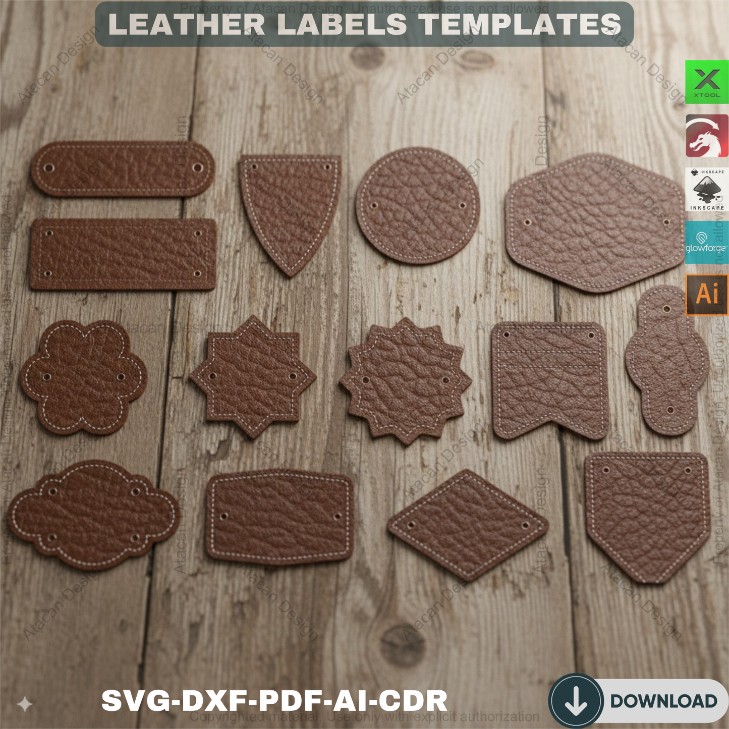 Custom Leather Label Templates for Laser Cutting – Perfect for DIY Projects 558