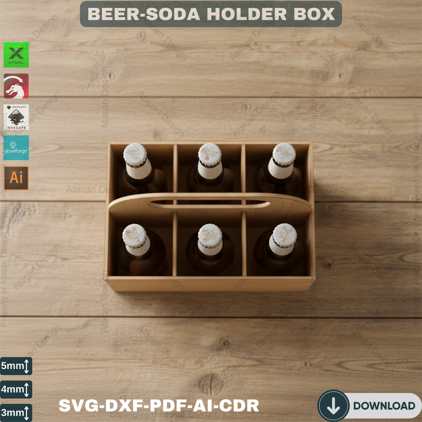 Beers Box - DIY Wooden Beer Crate - Laser Cut Template for Soda and Beer Holder 494