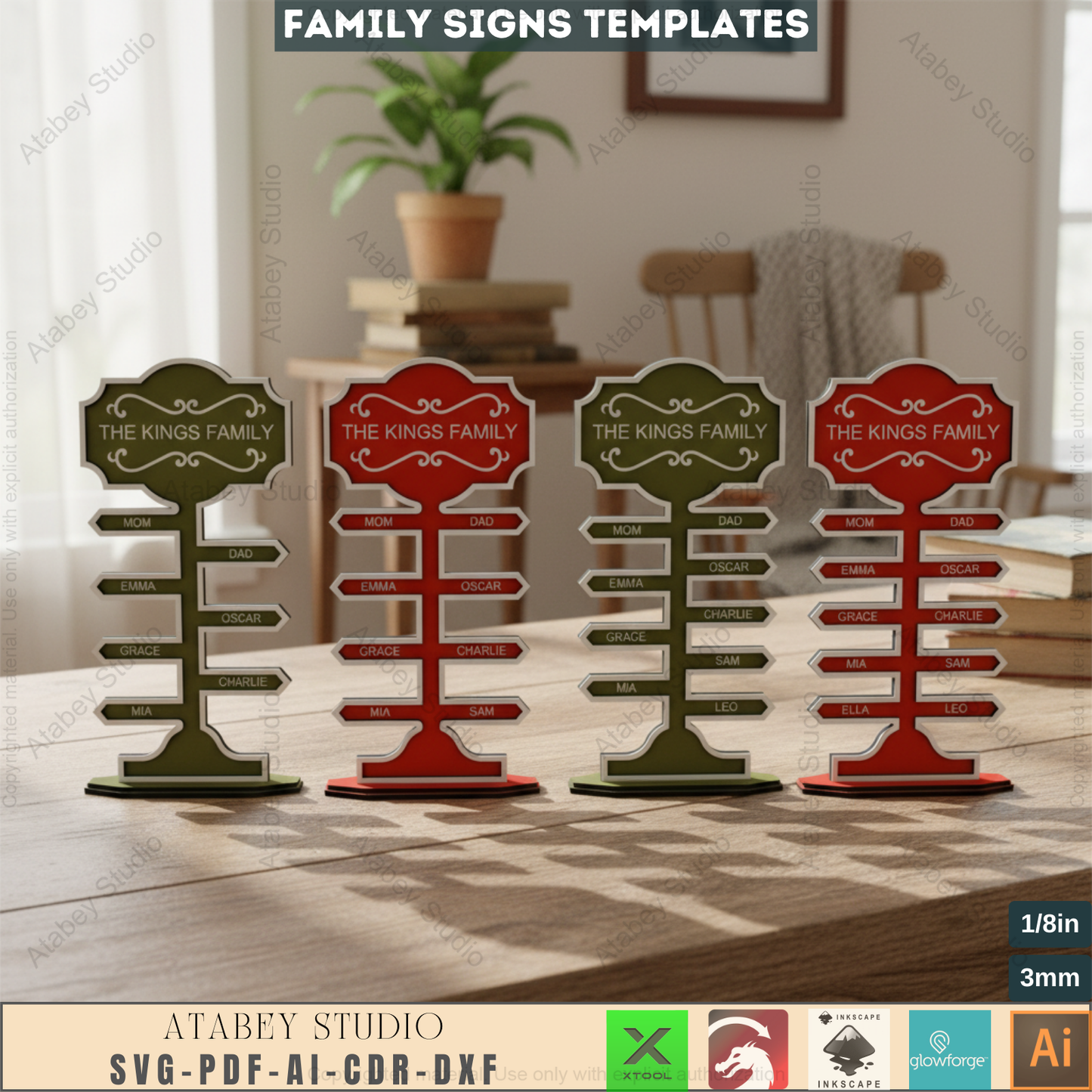 Personalized North Pole Family Sign - Custom Christmas Keepsake Decor Laser Template for Festive Home 744