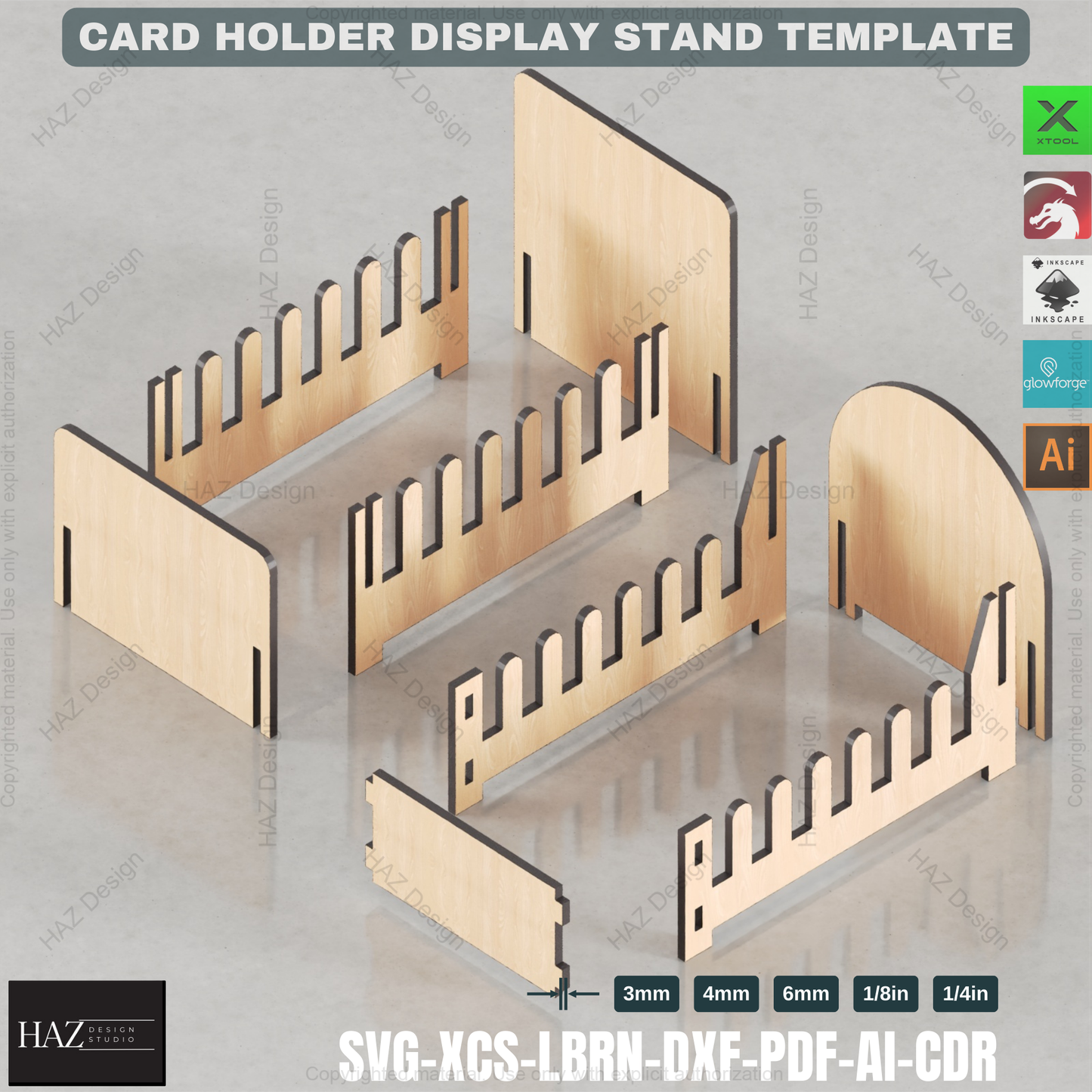 Laser Cut Card Display: 4 Sizes for Retail & Crafts,Retail Display Stand: Laser Cut Card Holder Template 429